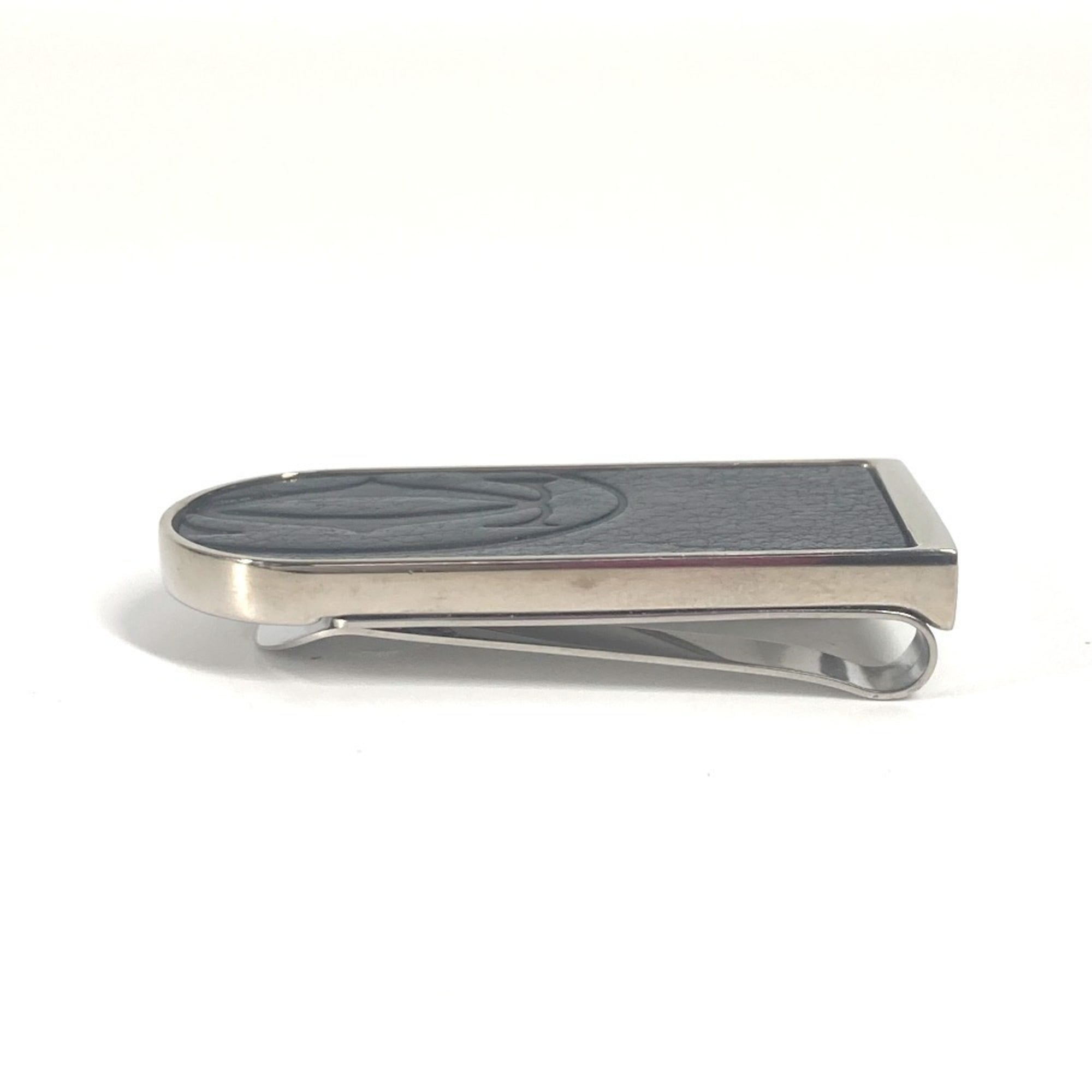 Cartier Silver Black Stainless Steel Leather Money Clip (Pre-Owned)