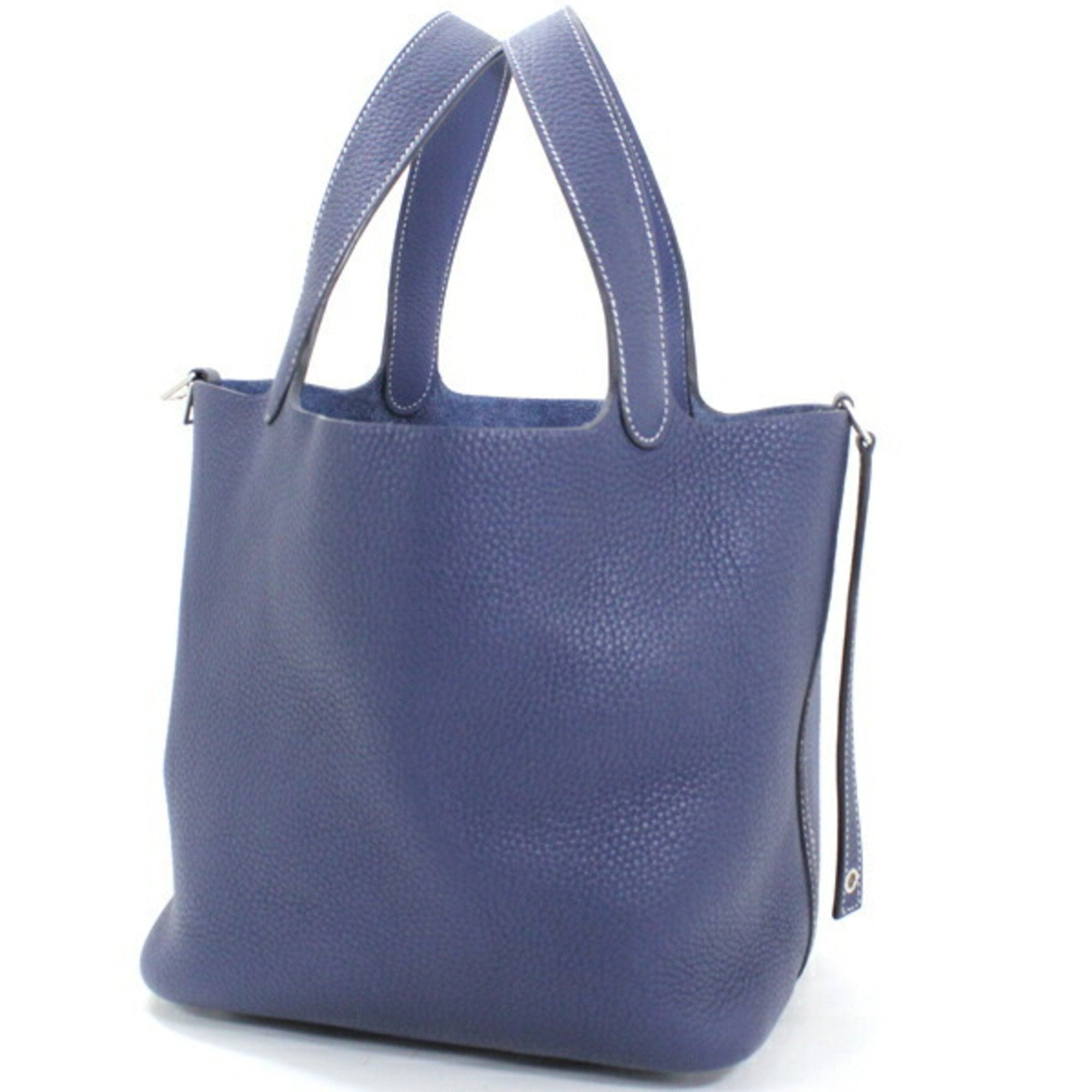 Hermes Bleu Saphir Taurillon Clemence Leather Handbag Tote Bag (Pre-Owned)