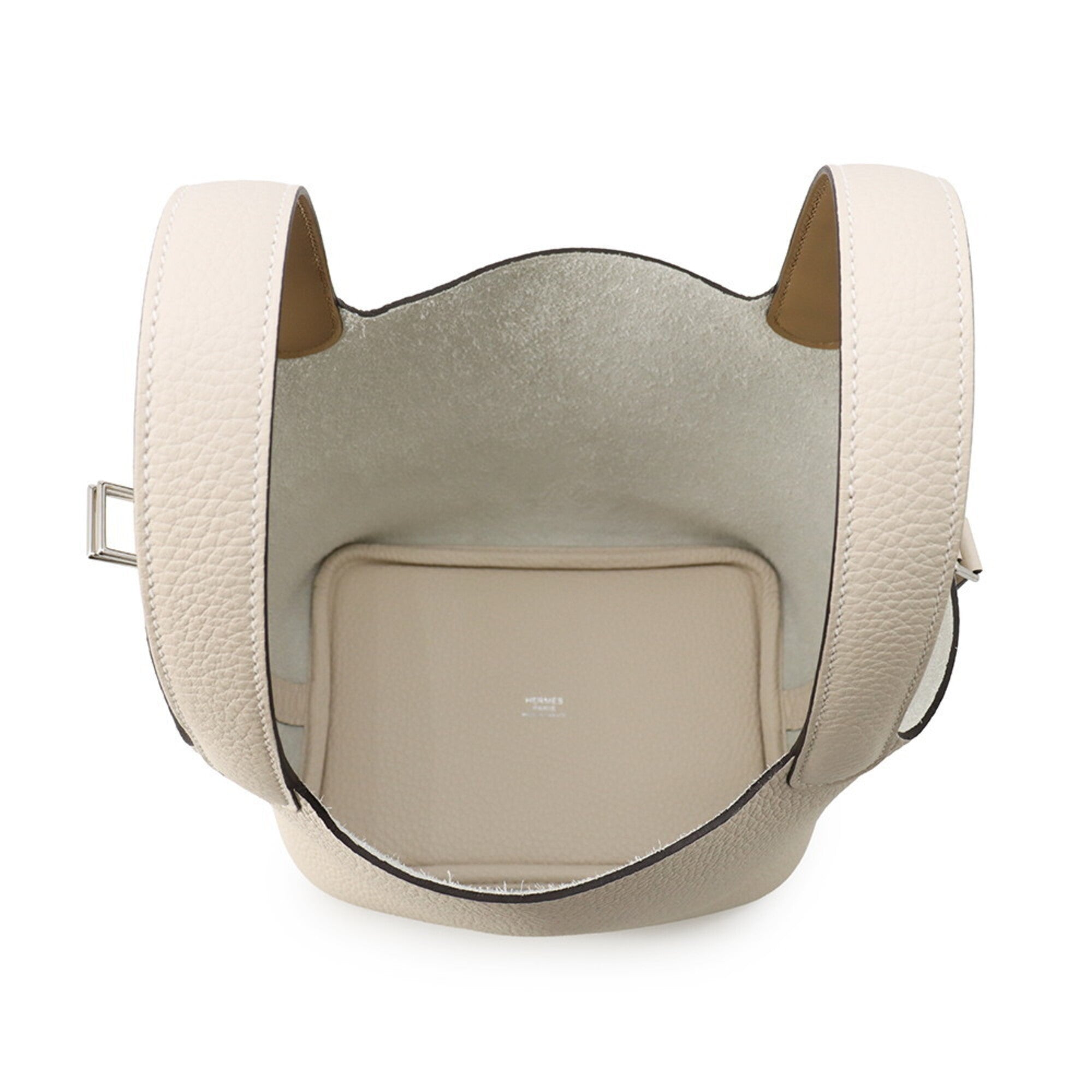 Hermes Beige Gray Ivory Taurillon Clemence Leather Handbag (Pre-Owned)