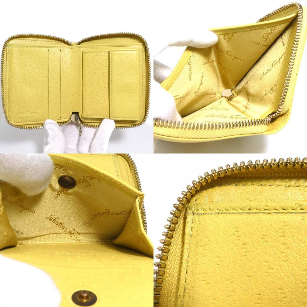Salvatore Ferragamo Mustard Yellow Leather Wallet (Bi-Fold) (Pre-Owned)