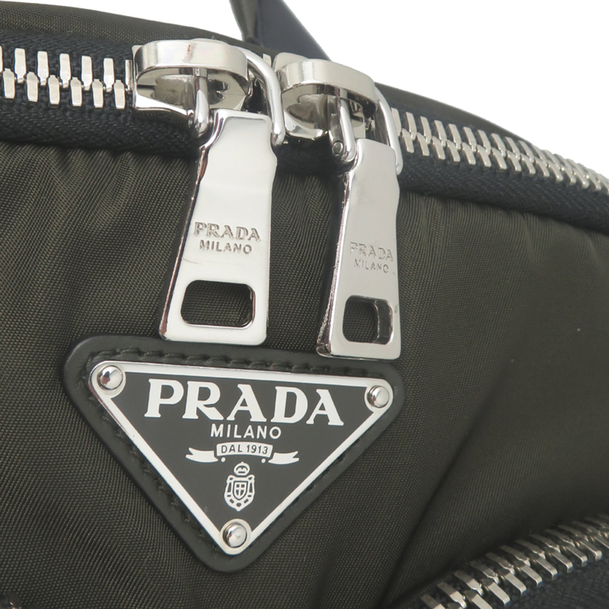 Prada Khaki Nylon Leather Backpack (Pre-Owned)