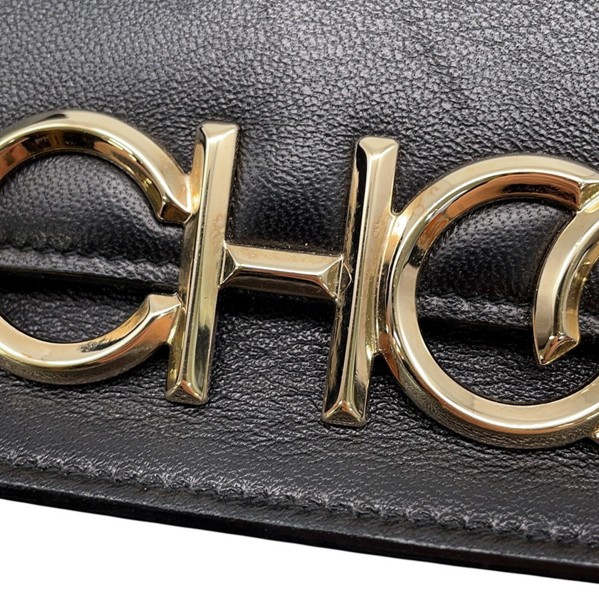 Jimmy Choo Black Leather Handbag Shoulder Bag (Pre-Owned)