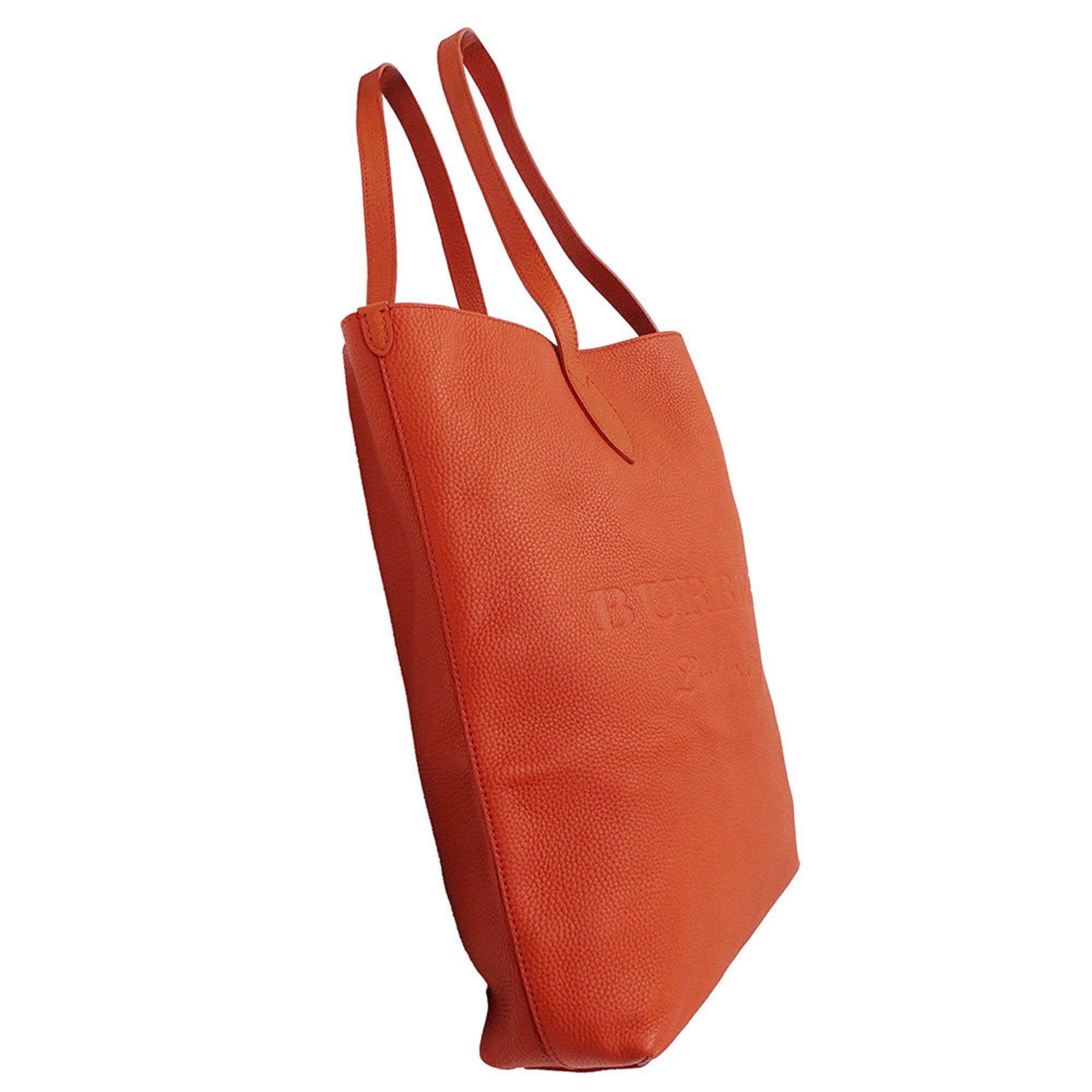 Burberry Orange Leather Handbag Tote Bag (Pre-Owned)