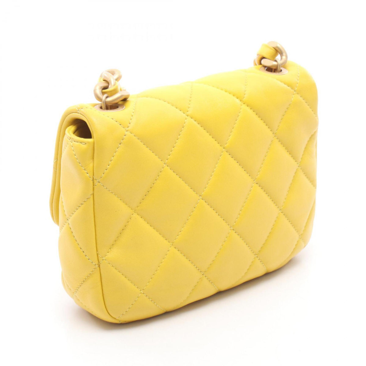 Chanel Yellow Leather Handbag Shoulder Bag (Pre-Owned)