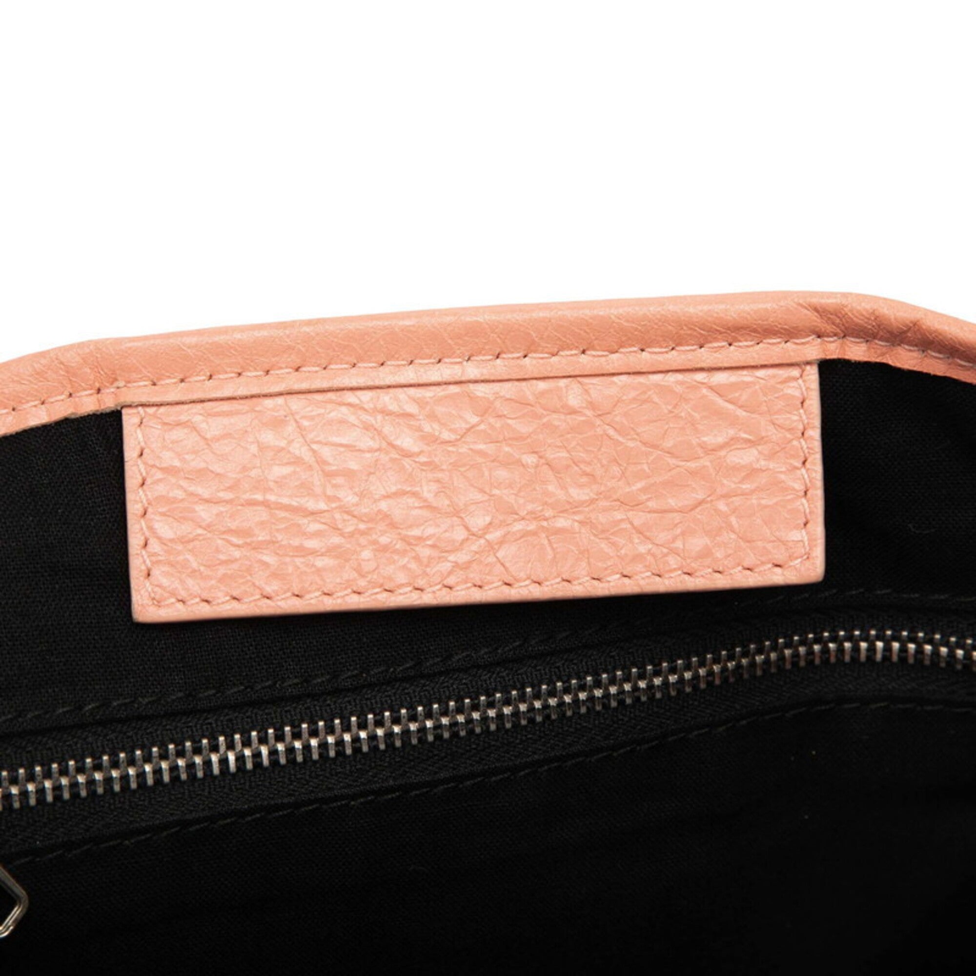 Balenciaga Pink Leather Canvas Handbag Shoulder Bag (Pre-Owned)