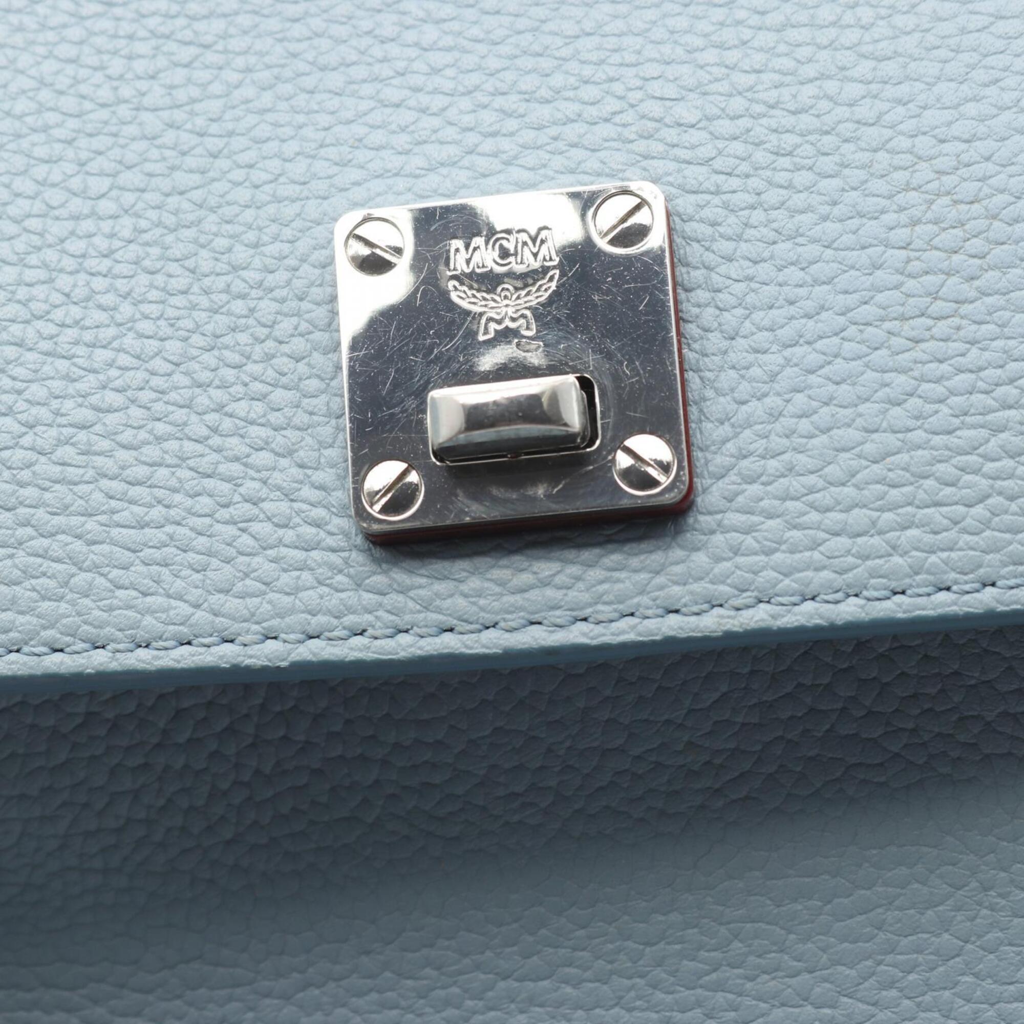 Mcm Blue Leather Handbag (Pre-Owned)