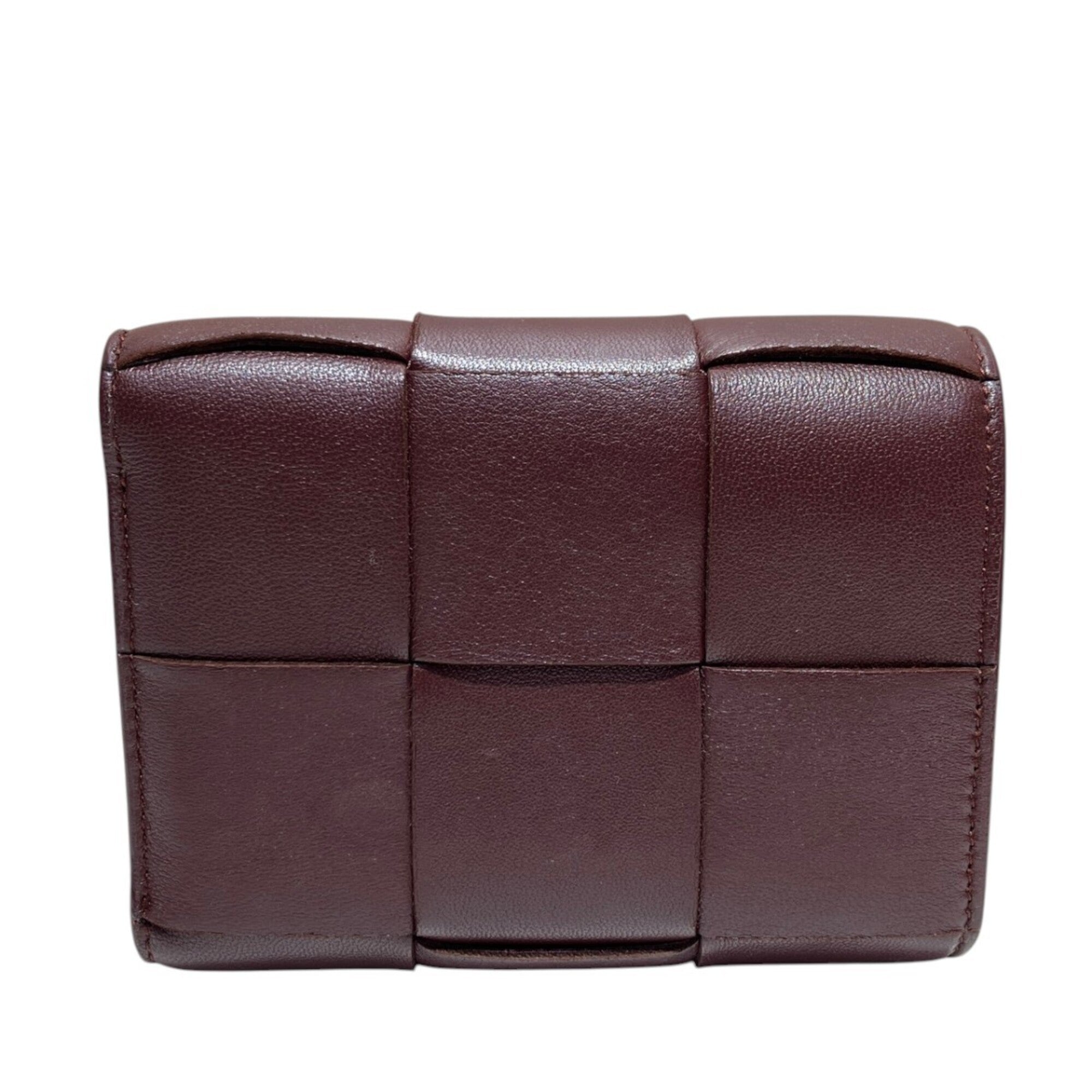 Bottega Veneta Bordeaux Leather Wallet (Tri-Fold) (Pre-Owned)