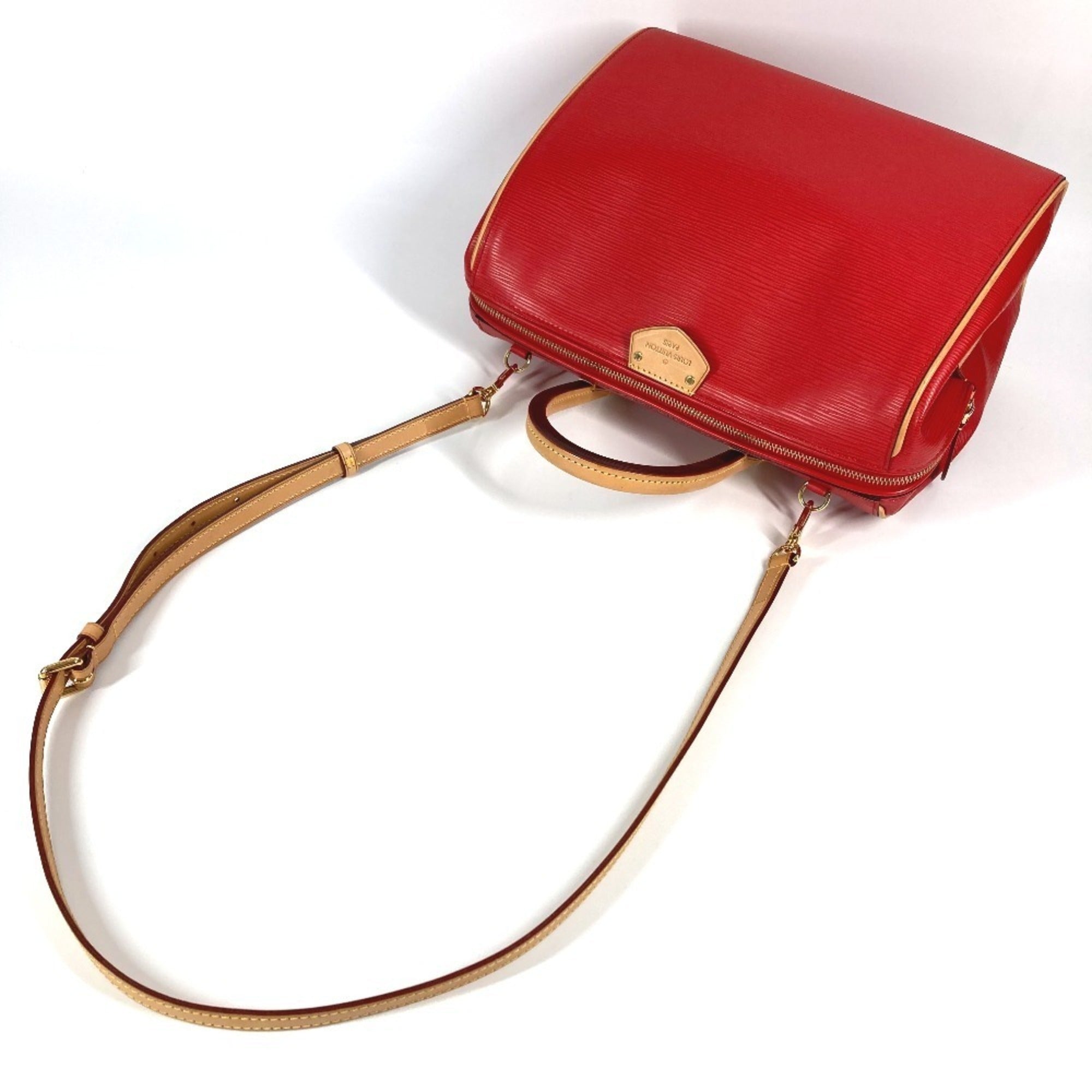 Louis Vuitton Red Color Epi Leather Boston Bag Handbag Shoulder Bag (Pre-Owned)