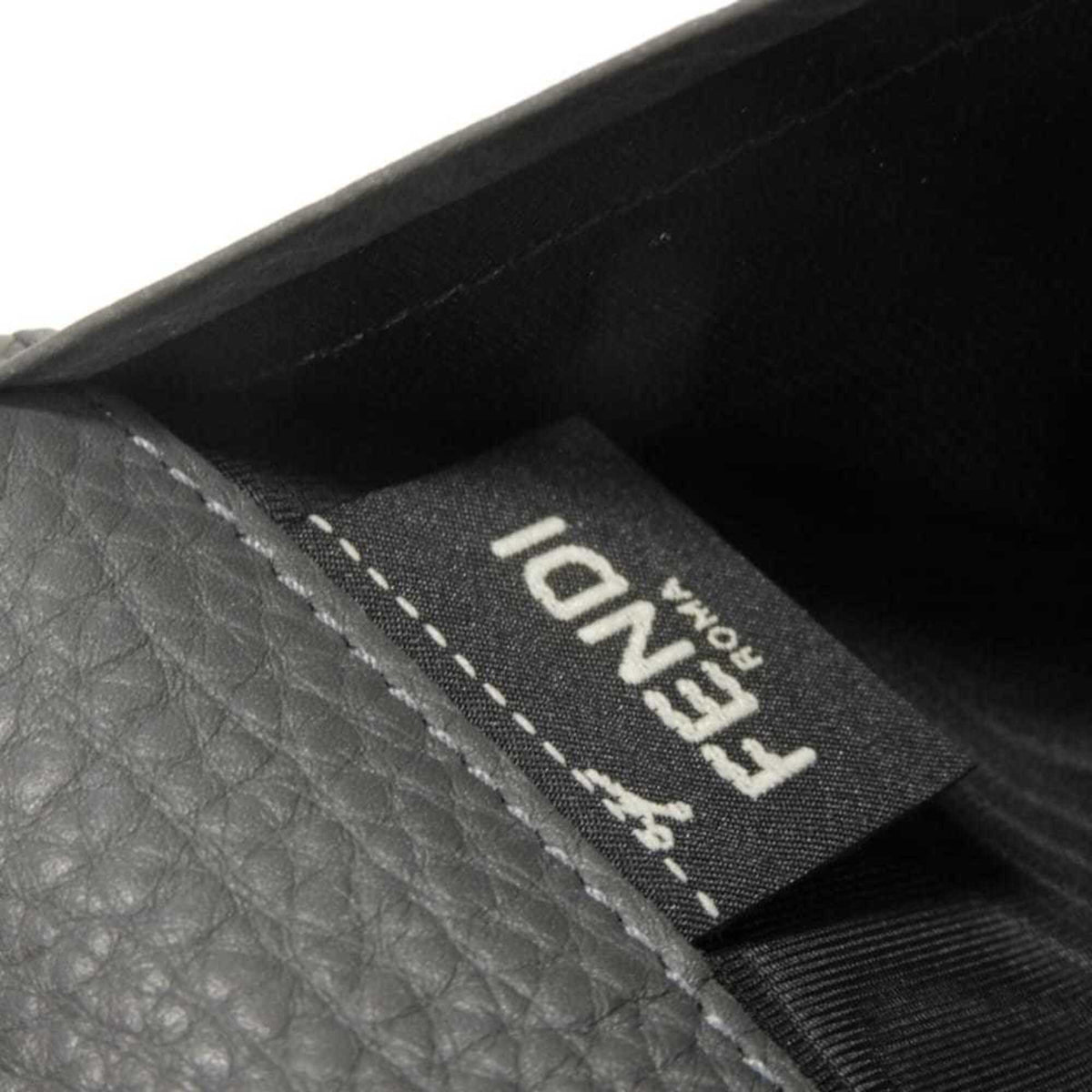 Fendi Gray Leather Long Wallet (Bi-Fold) (Pre-Owned)