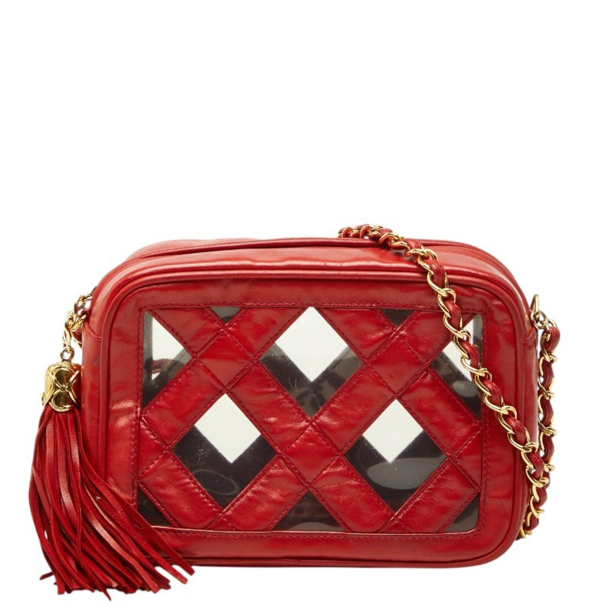 Chanel Red Color Vinyl Leather Shoulder Bag (Pre-Owned)
