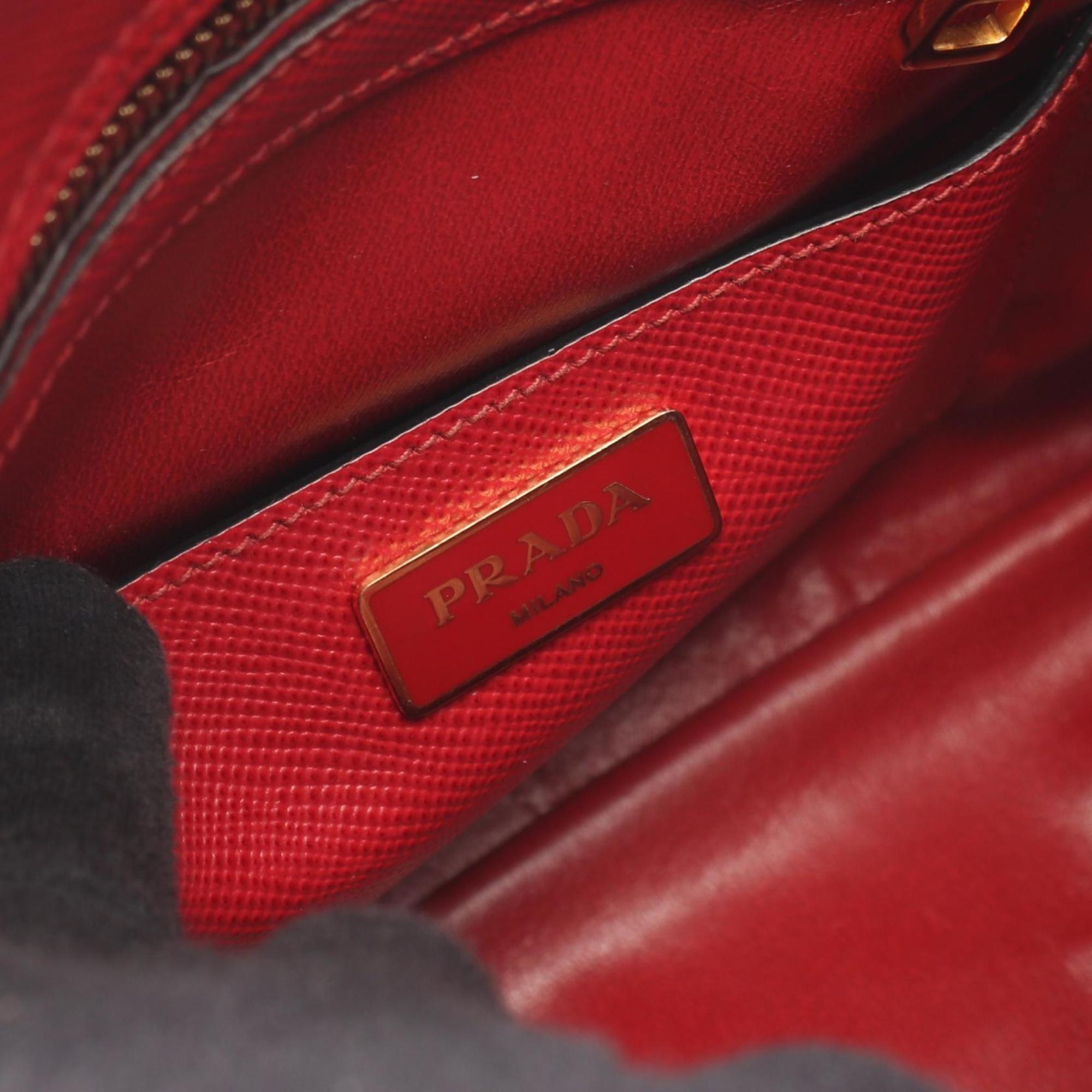 Prada Red Color Saffiano Triangle Handbag (Pre-Owned)