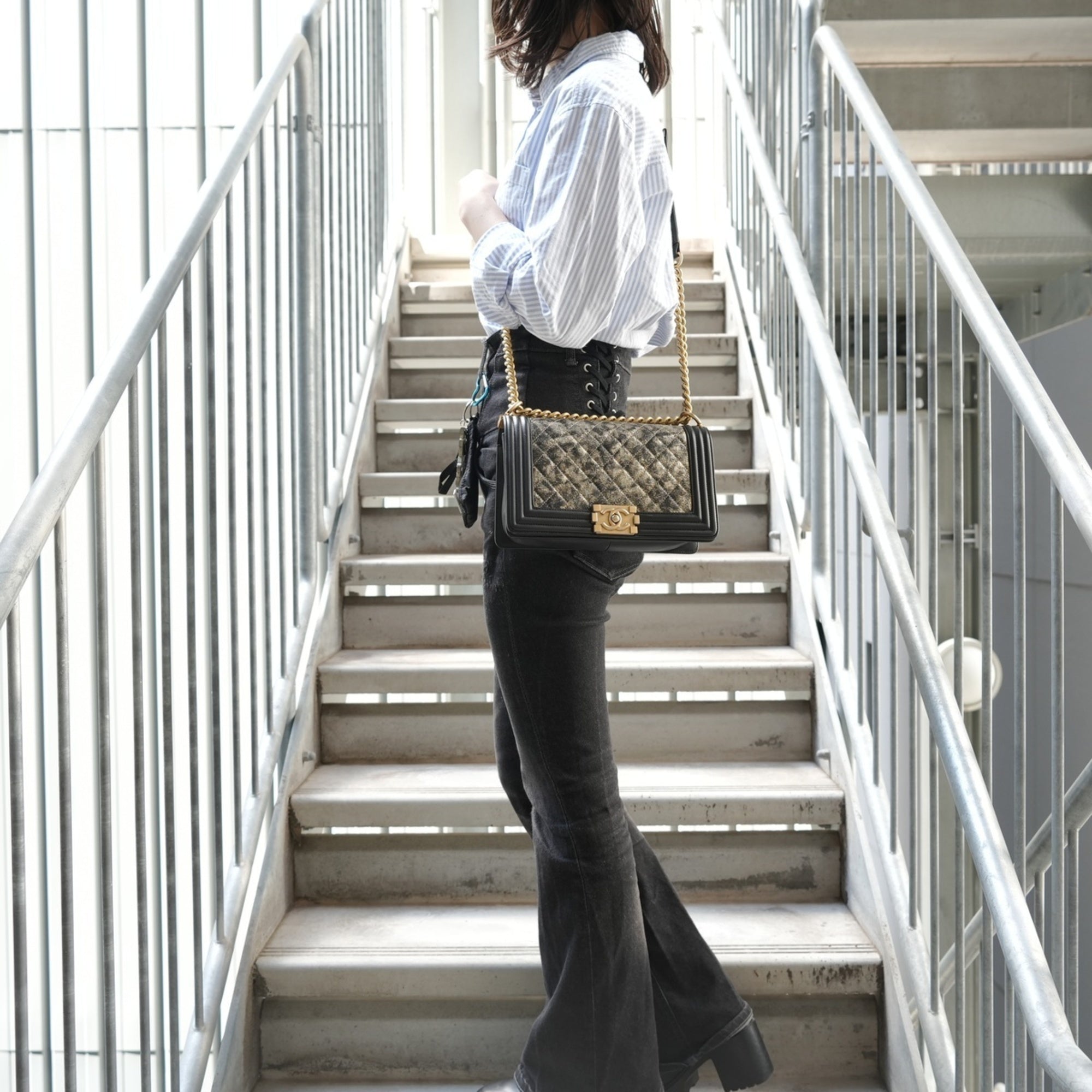 Chanel Boy Chanel Metallic Shoulder Bag (Pre-Owned)