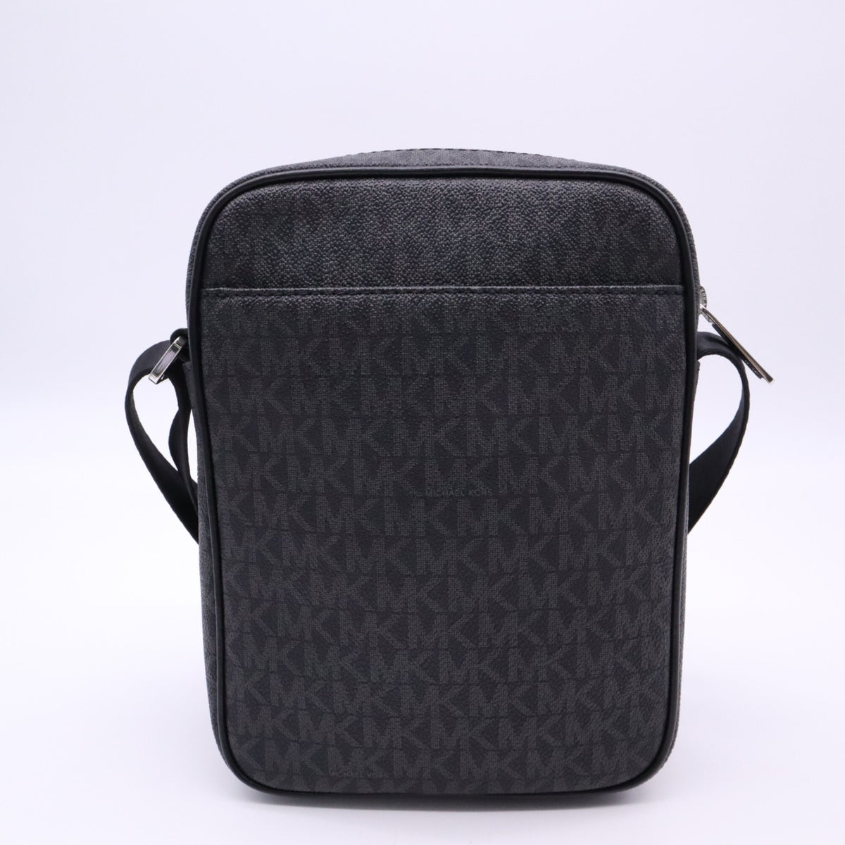 Michael Kors Black Gray Coated Canvas Shoulder Bag (Pre-Owned)