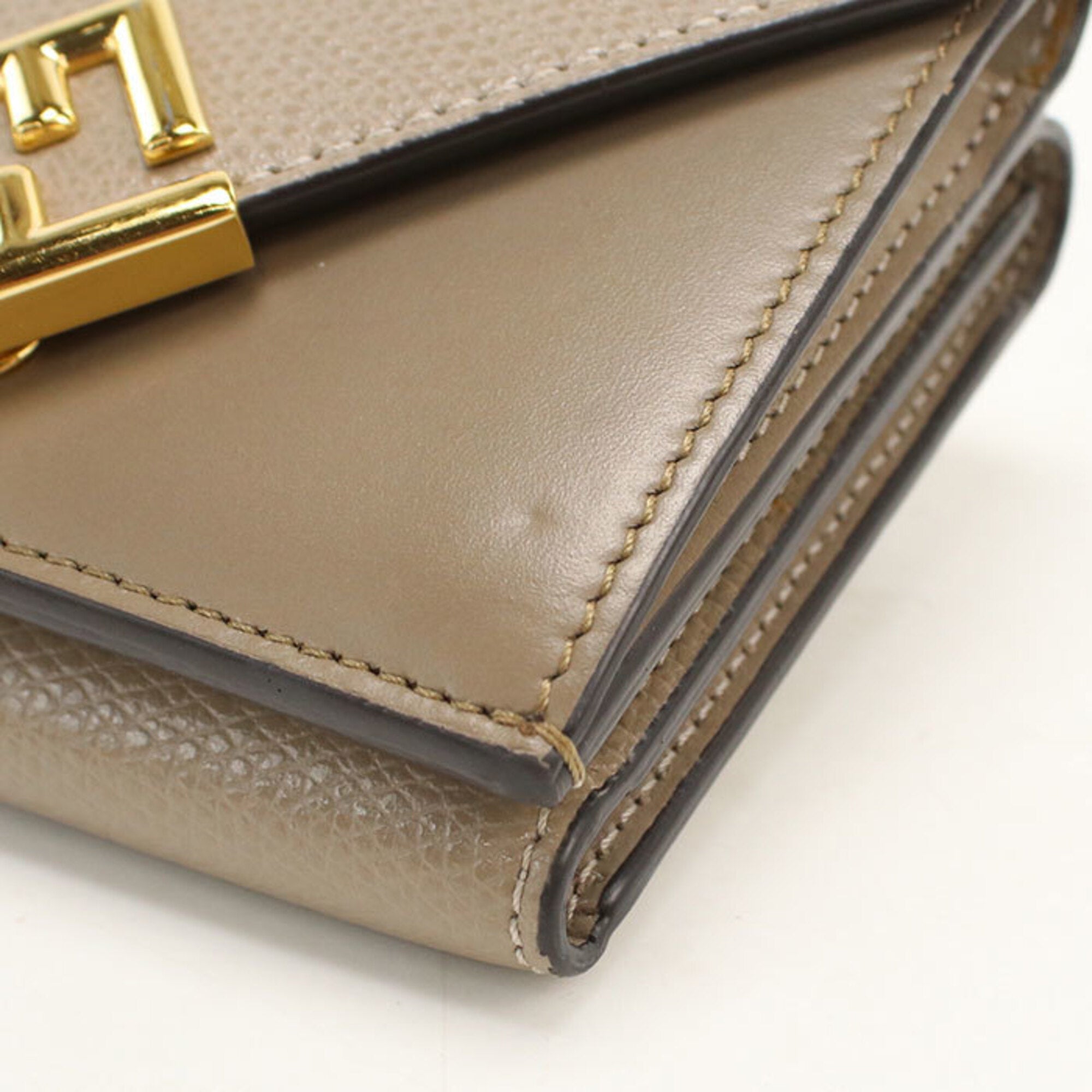 Fendi Gray Leather Wallet (Tri-Fold) (Pre-Owned)