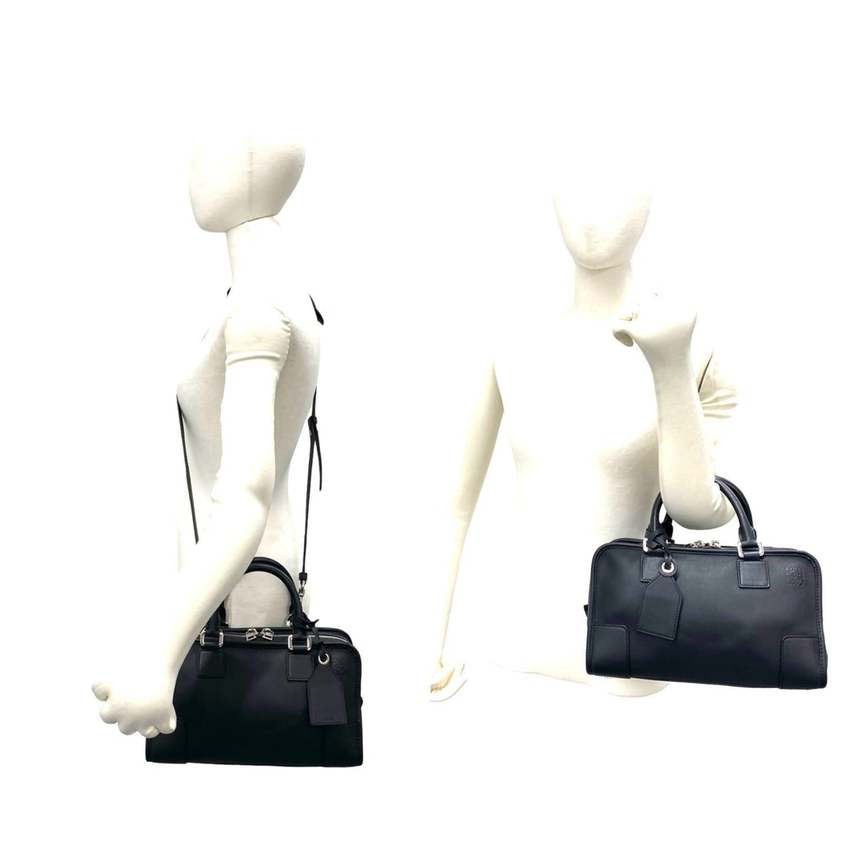 Loewe Black Leather Boston Bag Handbag Shoulder Bag (Pre-Owned)