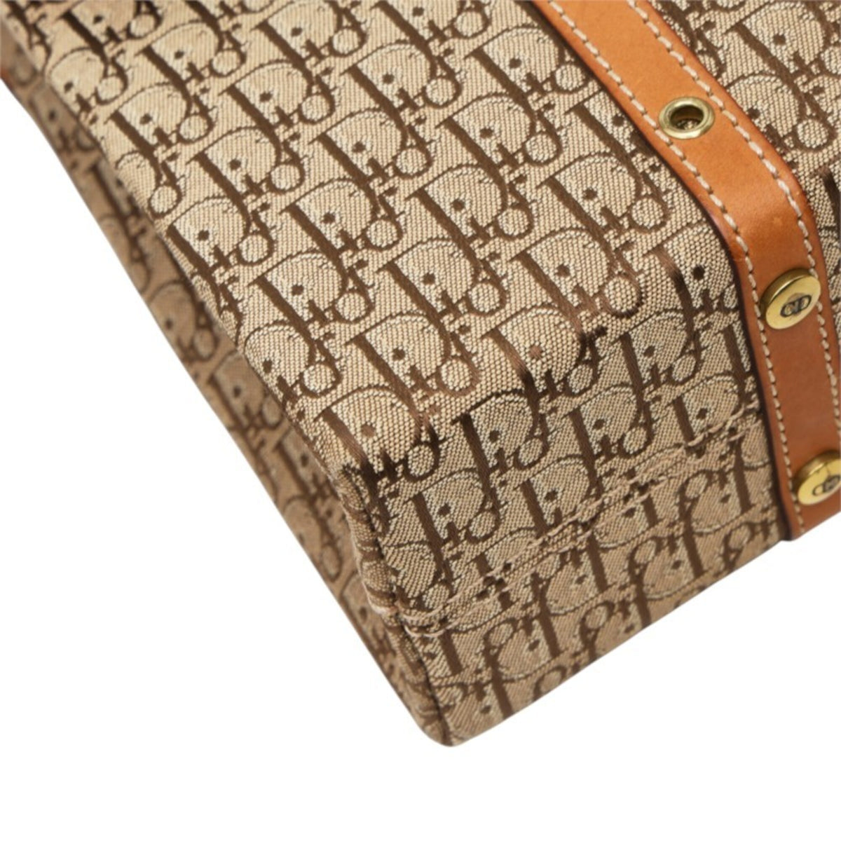 Christian Dior Trotter Beige Brown Canvas Leather Handbag Shoulder Bag (Pre-Owned)