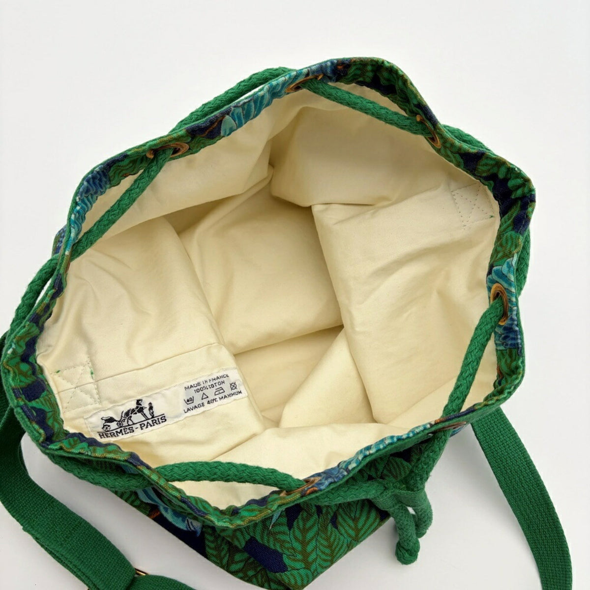 Hermes Blue Green Canvas Shoulder Bag (Pre-Owned)