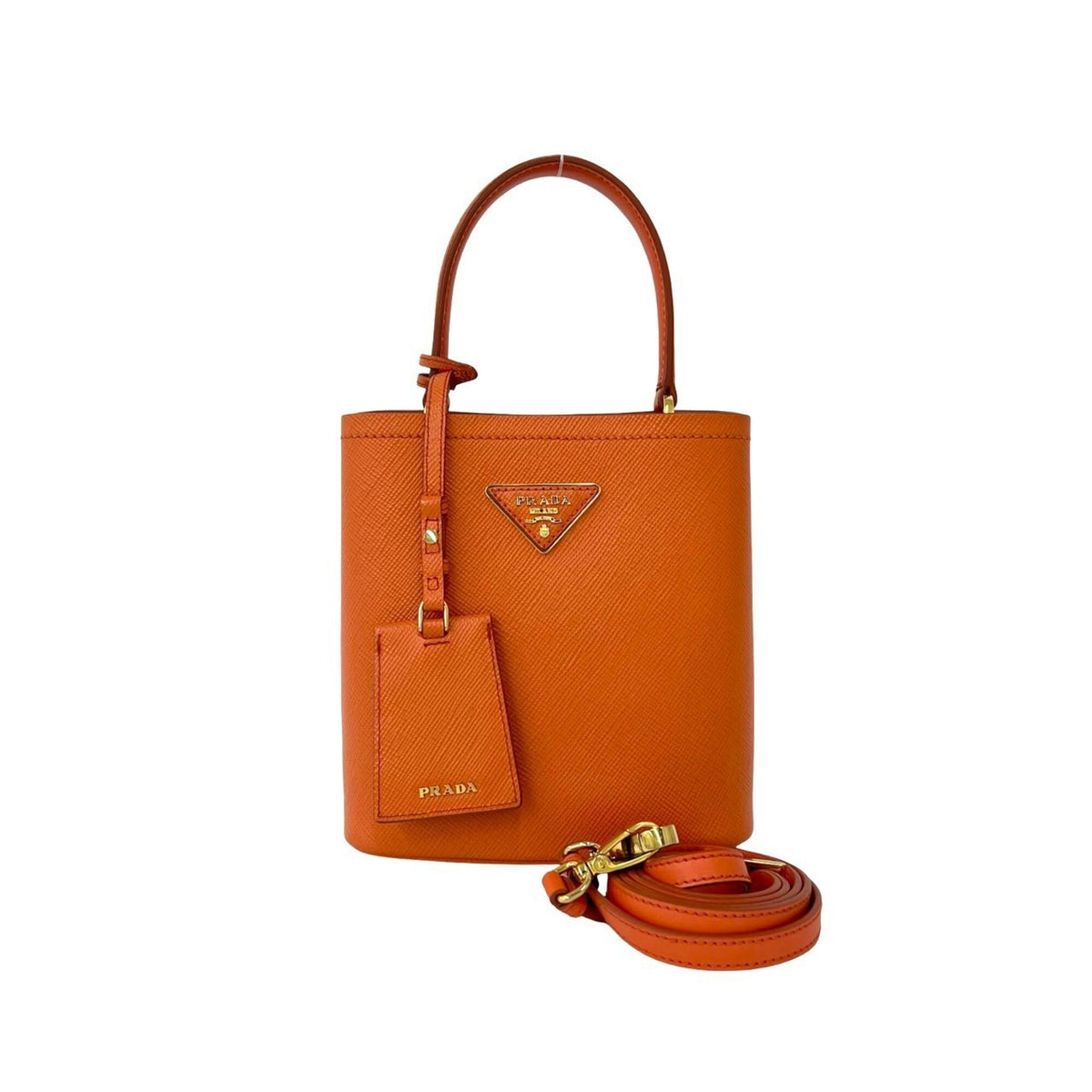 Prada Orange Leather Handbag Shoulder Bag (Pre-Owned)