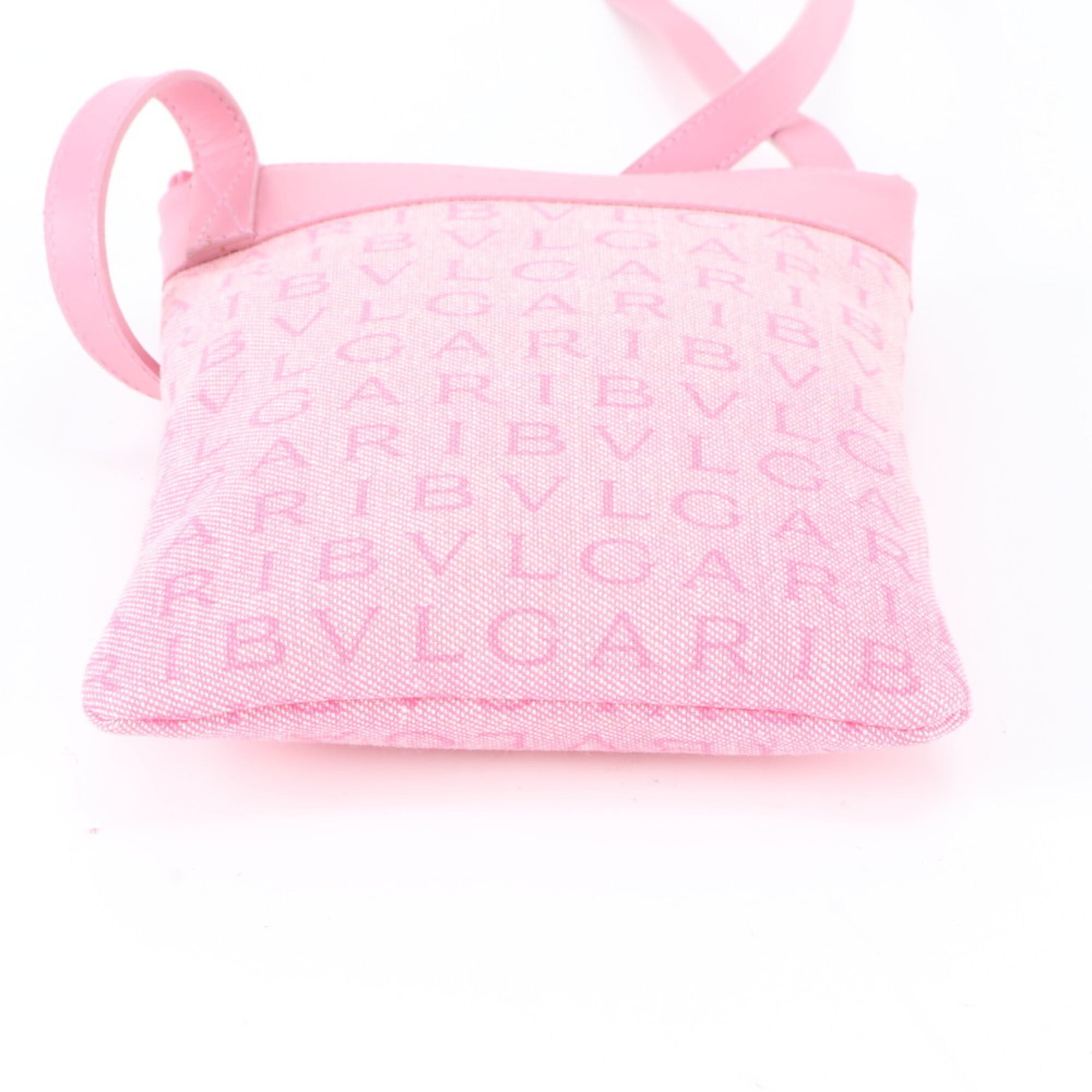 Bvlgari Pink Leather Canvas Shoulder Bag (Pre-Owned)