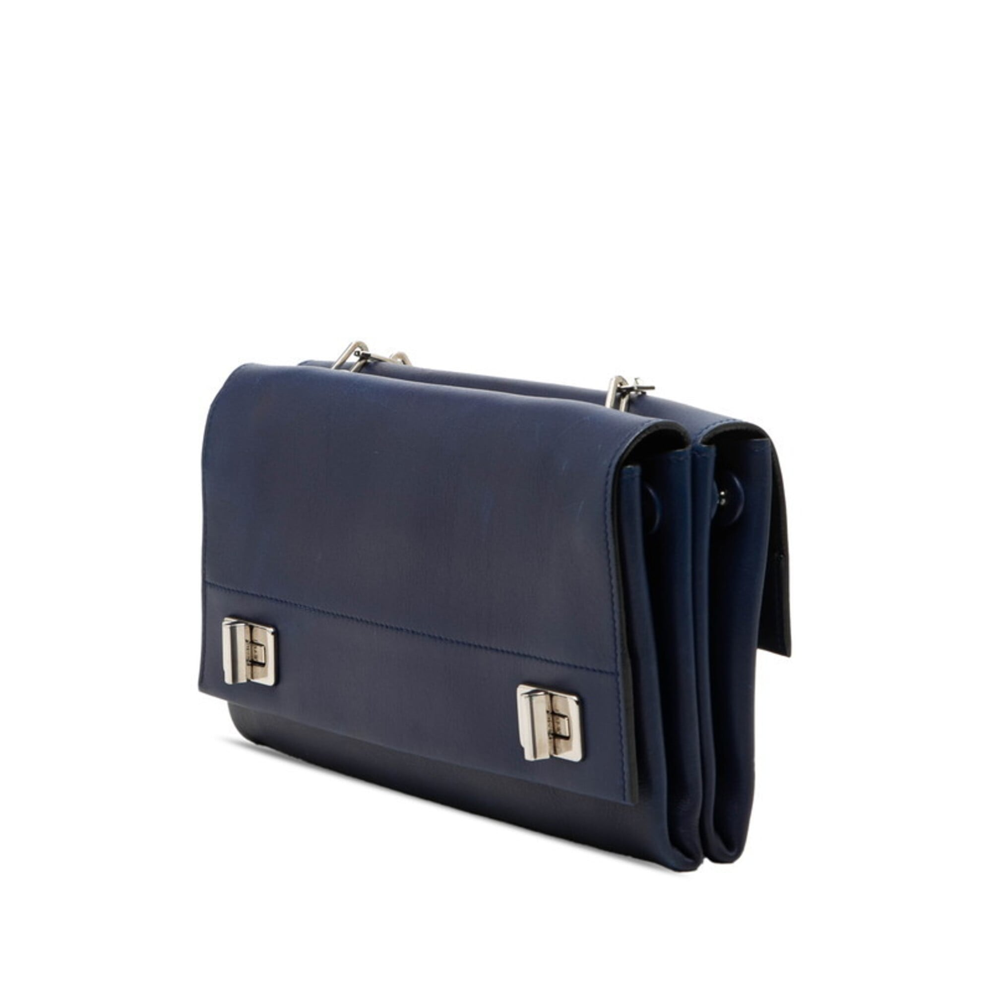 Prada Navy Leather Shoulder Bag (Pre-Owned)