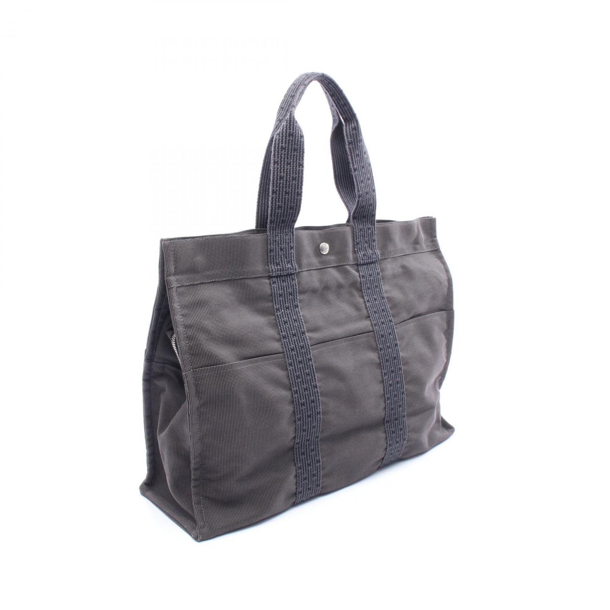 Hermes Gray Canvas Handbag Tote Bag (Pre-Owned)