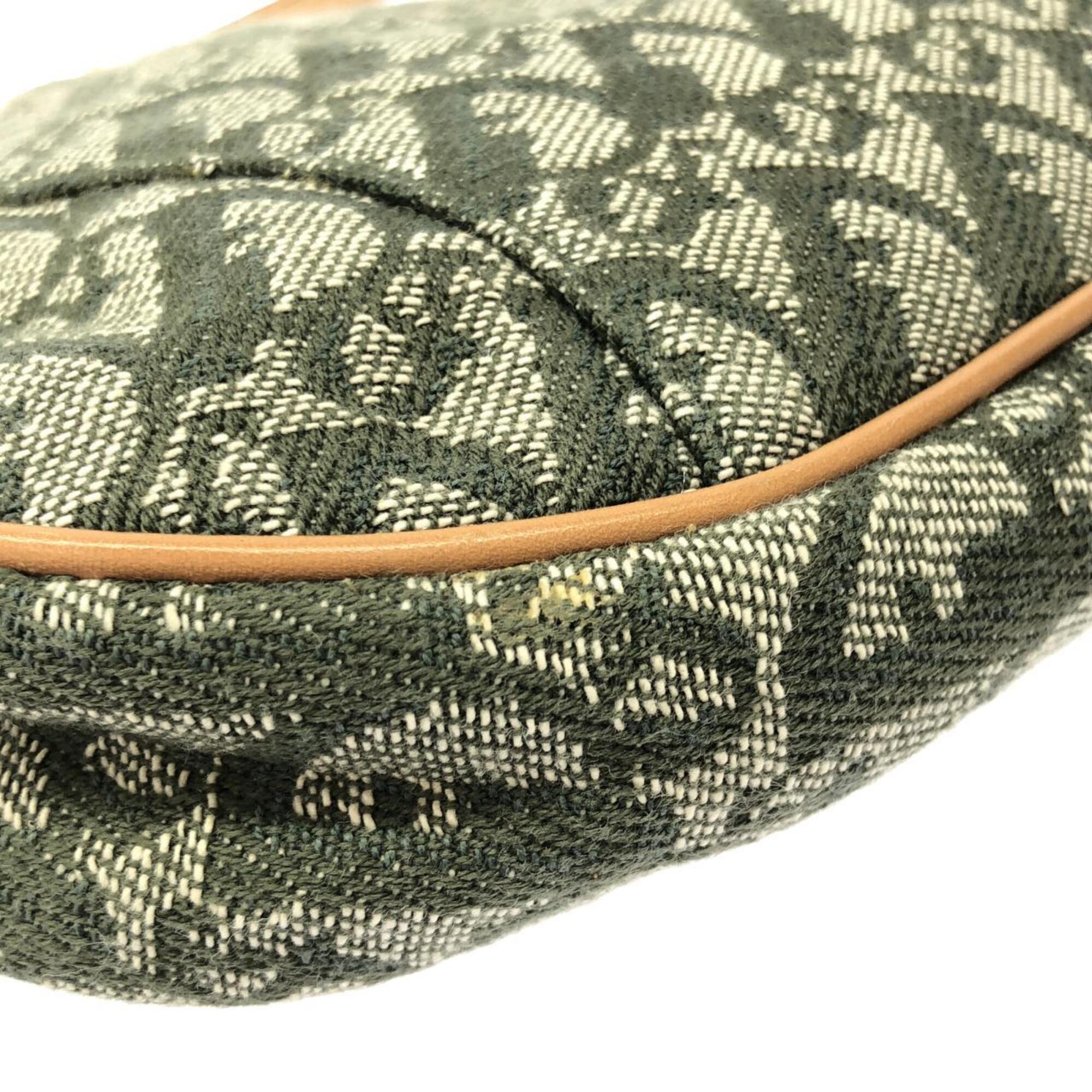 Christian Dior Green Green Canvas Shoulder Bag (Pre-Owned)