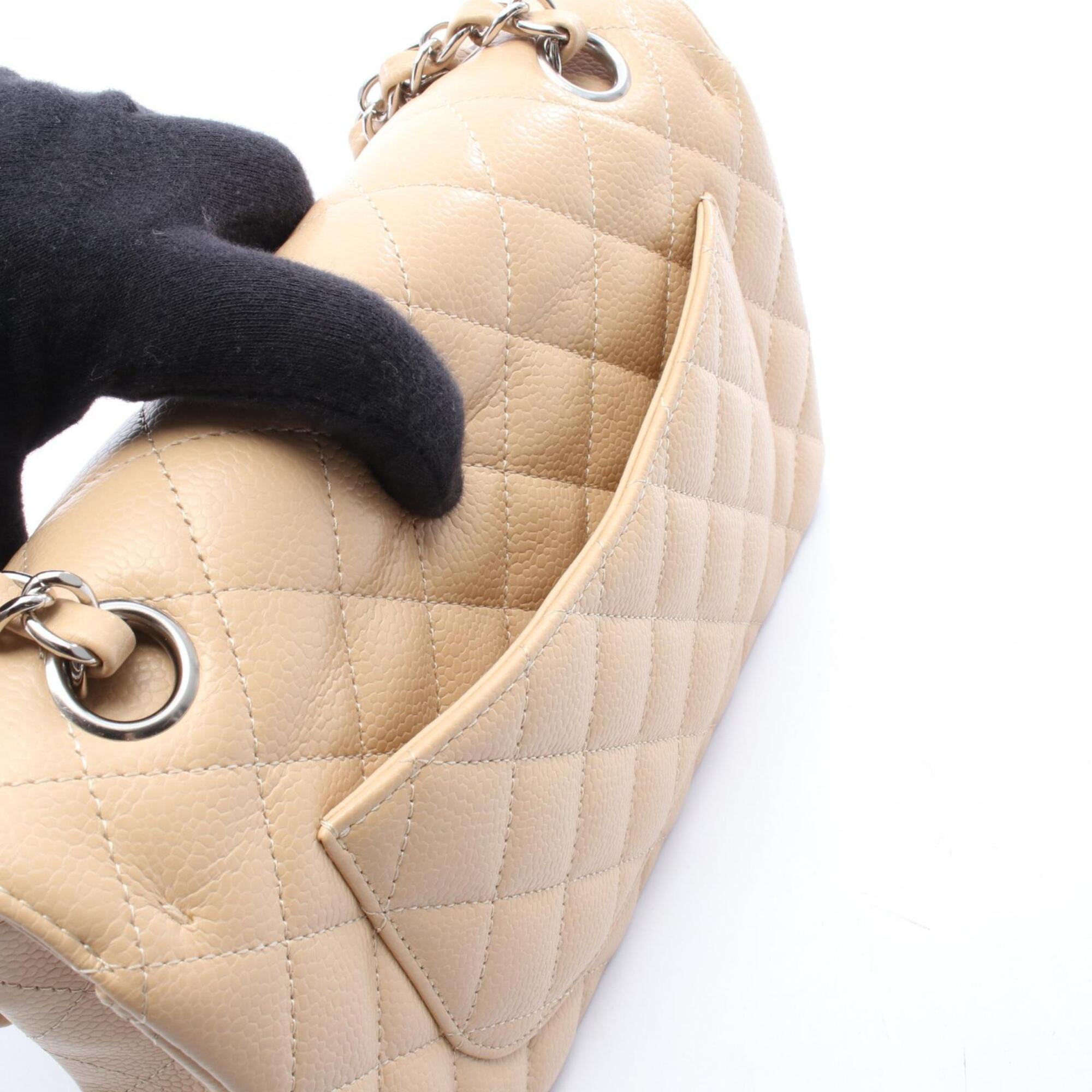 Chanel Beige Grained Calfskin Handbag Shoulder Bag (Pre-Owned)