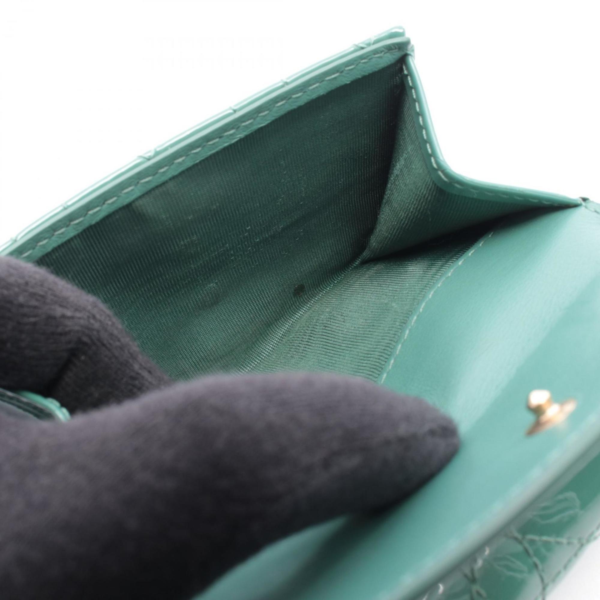 Christian Dior Green Patent Leather Wallet (Tri-Fold) (Pre-Owned)