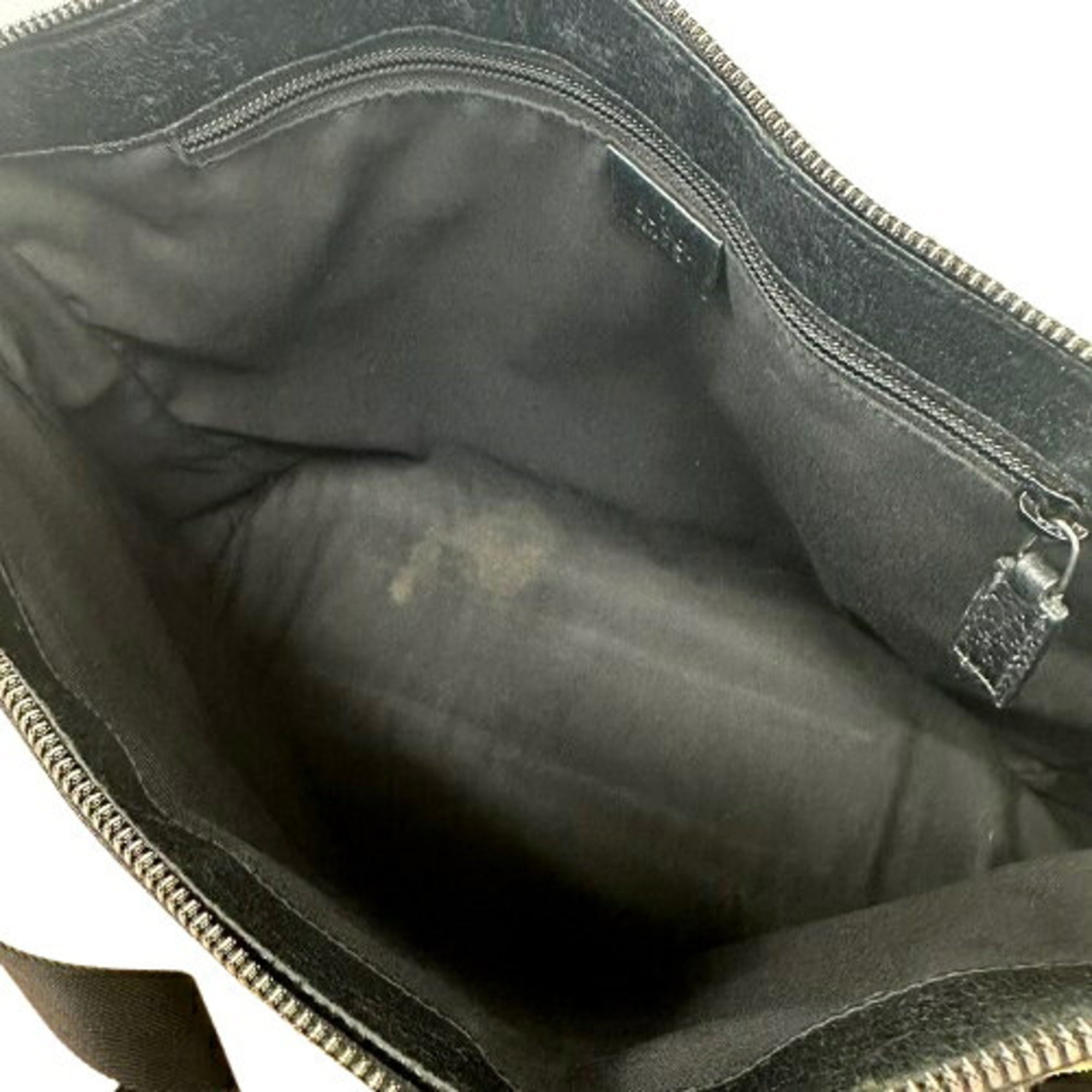 Gucci Gg Canvas Black Gg Canvas Leather Shoulder Bag (Pre-Owned)