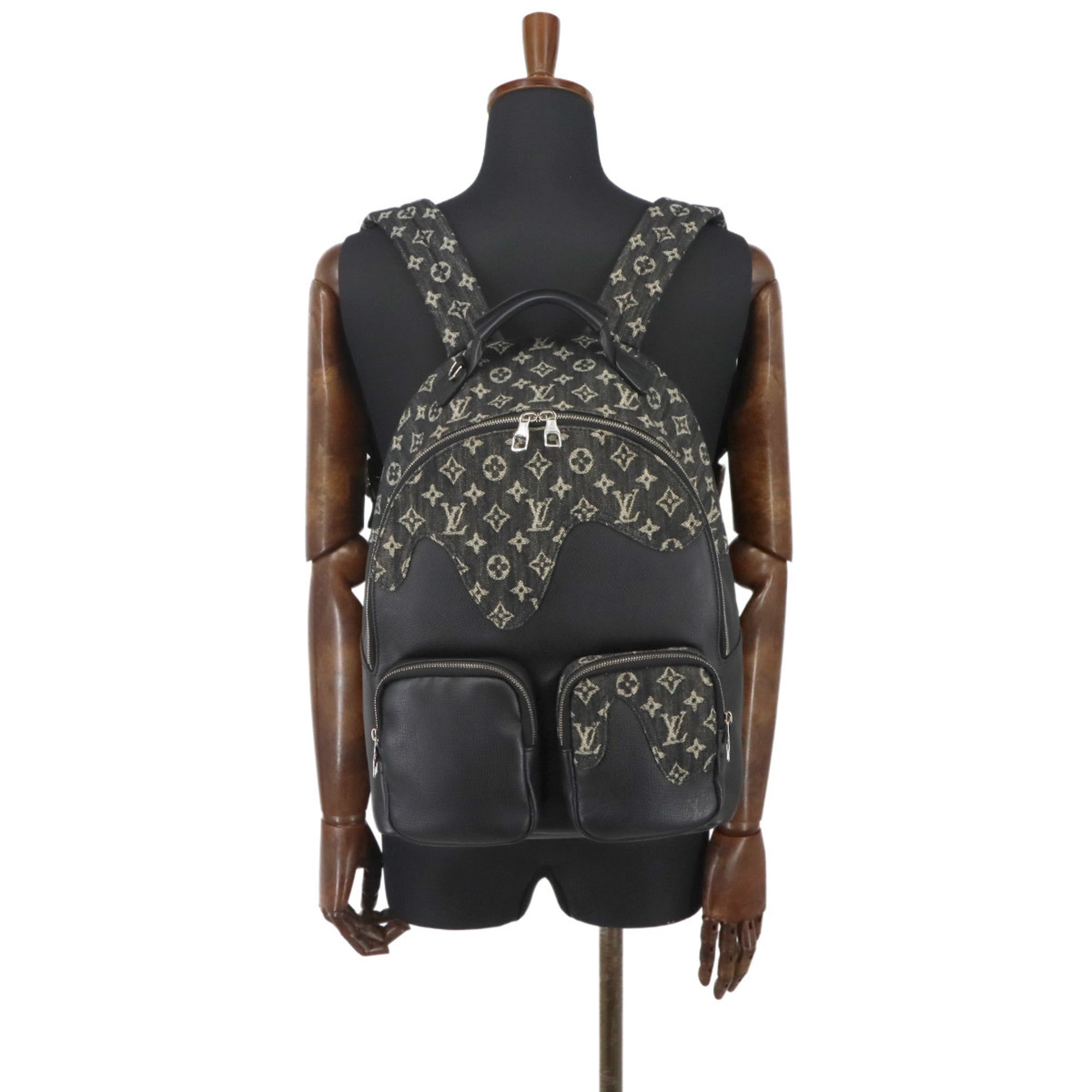 Louis Vuitton Monogram Denim Noir Monogram Denim Leather Backpack (Pre-Owned)