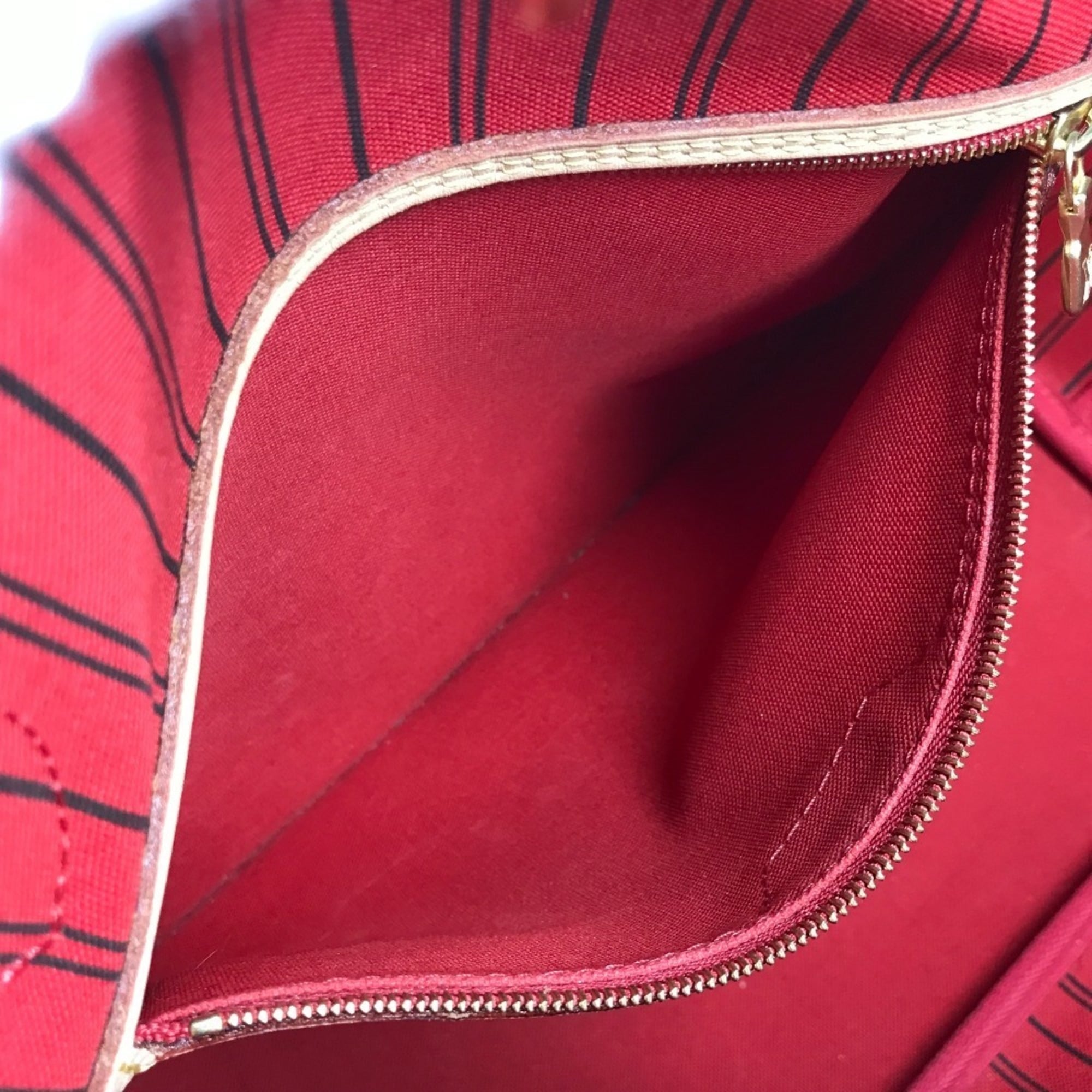 Louis Vuitton Brown Cerise Red Color Monogram Canvas Handbag Shoulder Bag Tote Bag (Pre-Owned)