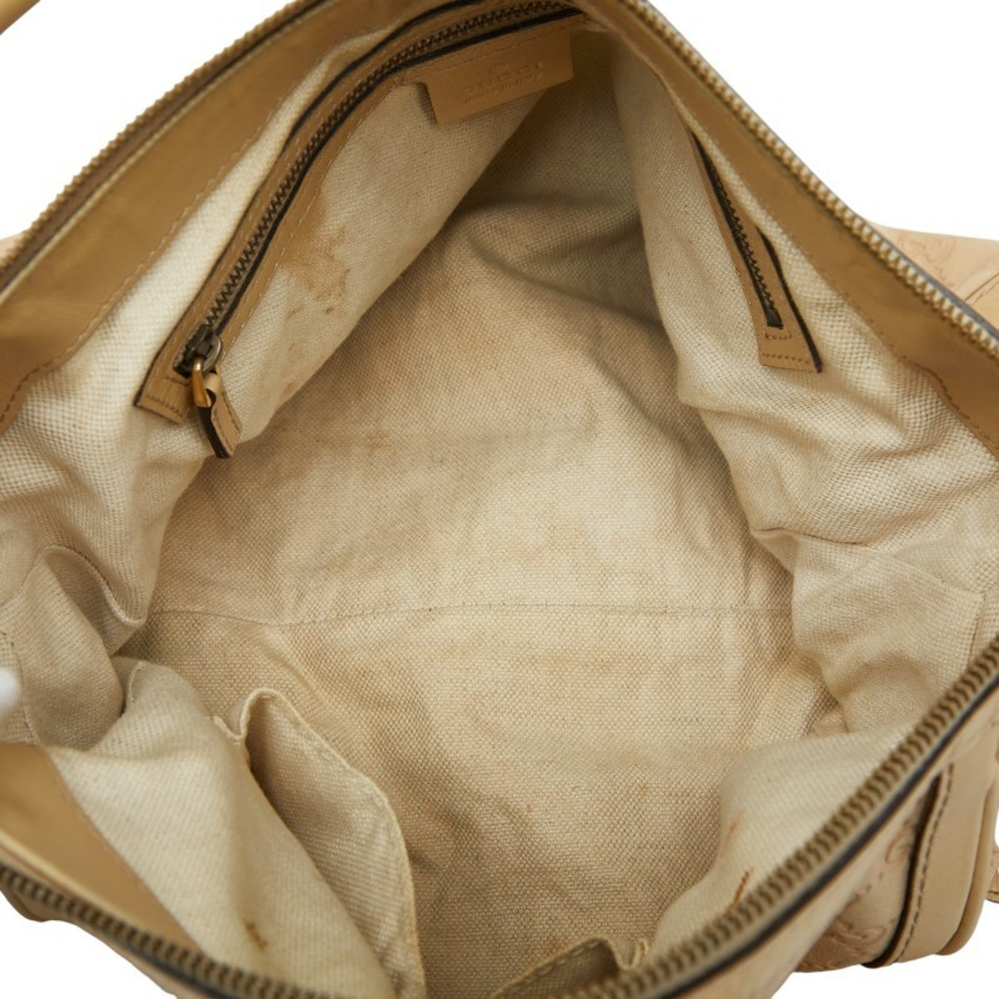 Gucci Beige Gg Leather Leather Handbag (Pre-Owned)