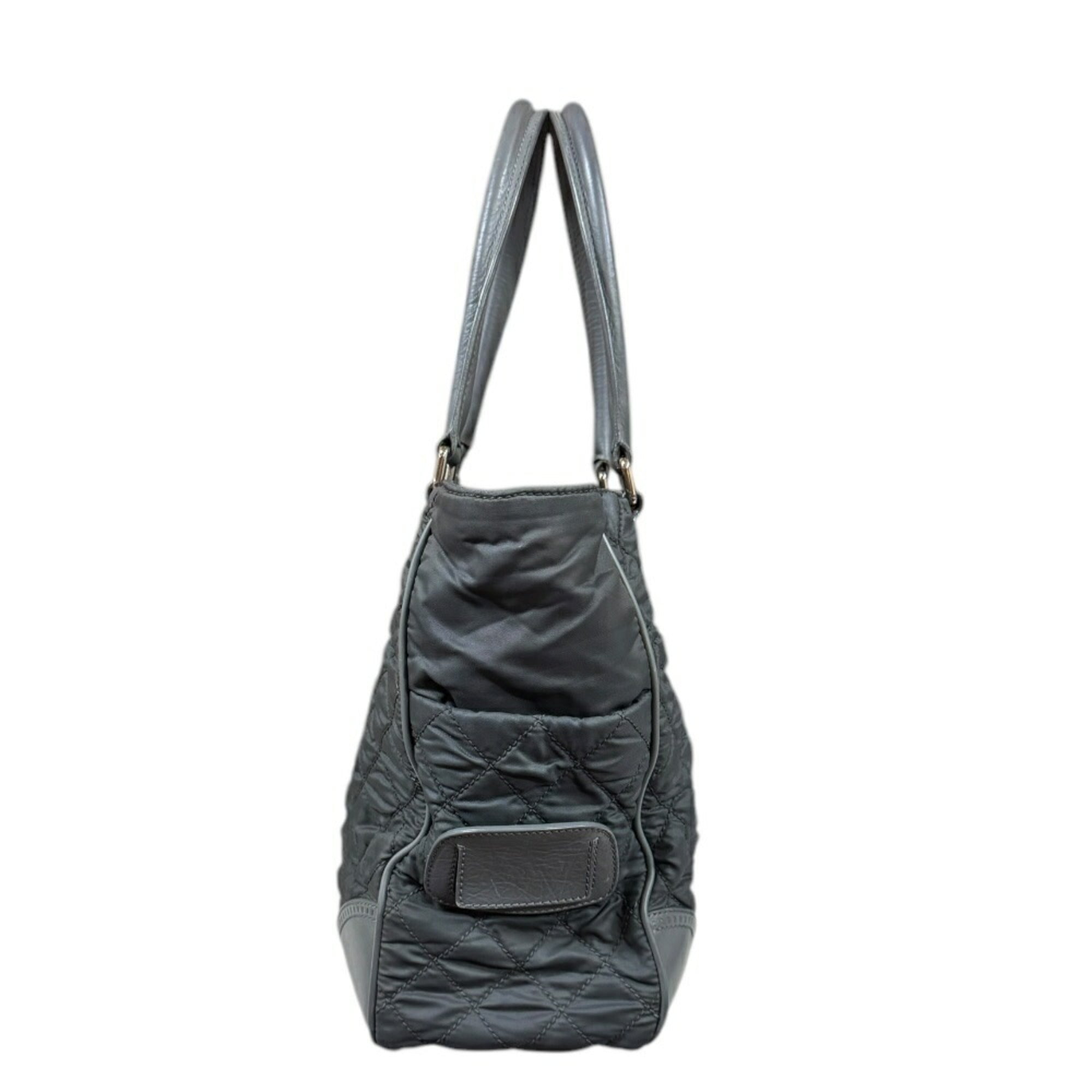 Chanel Gray Nylon Leather Tote Bag (Pre-Owned)