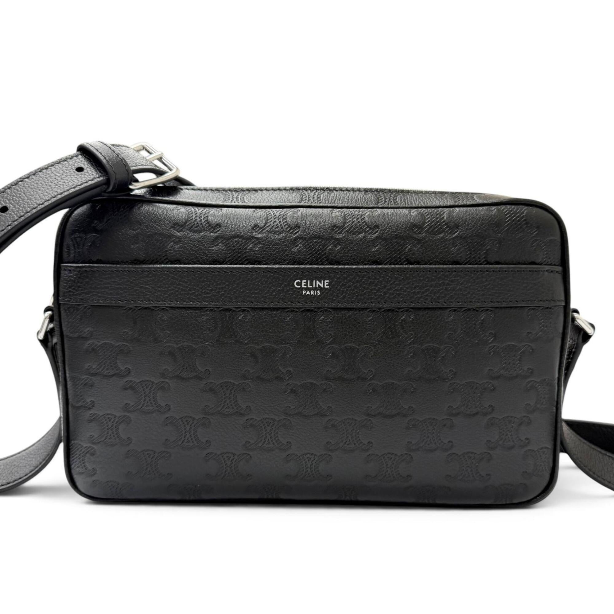 Celine Black Leather Messenger Bag Shoulder Bag (Pre-Owned)