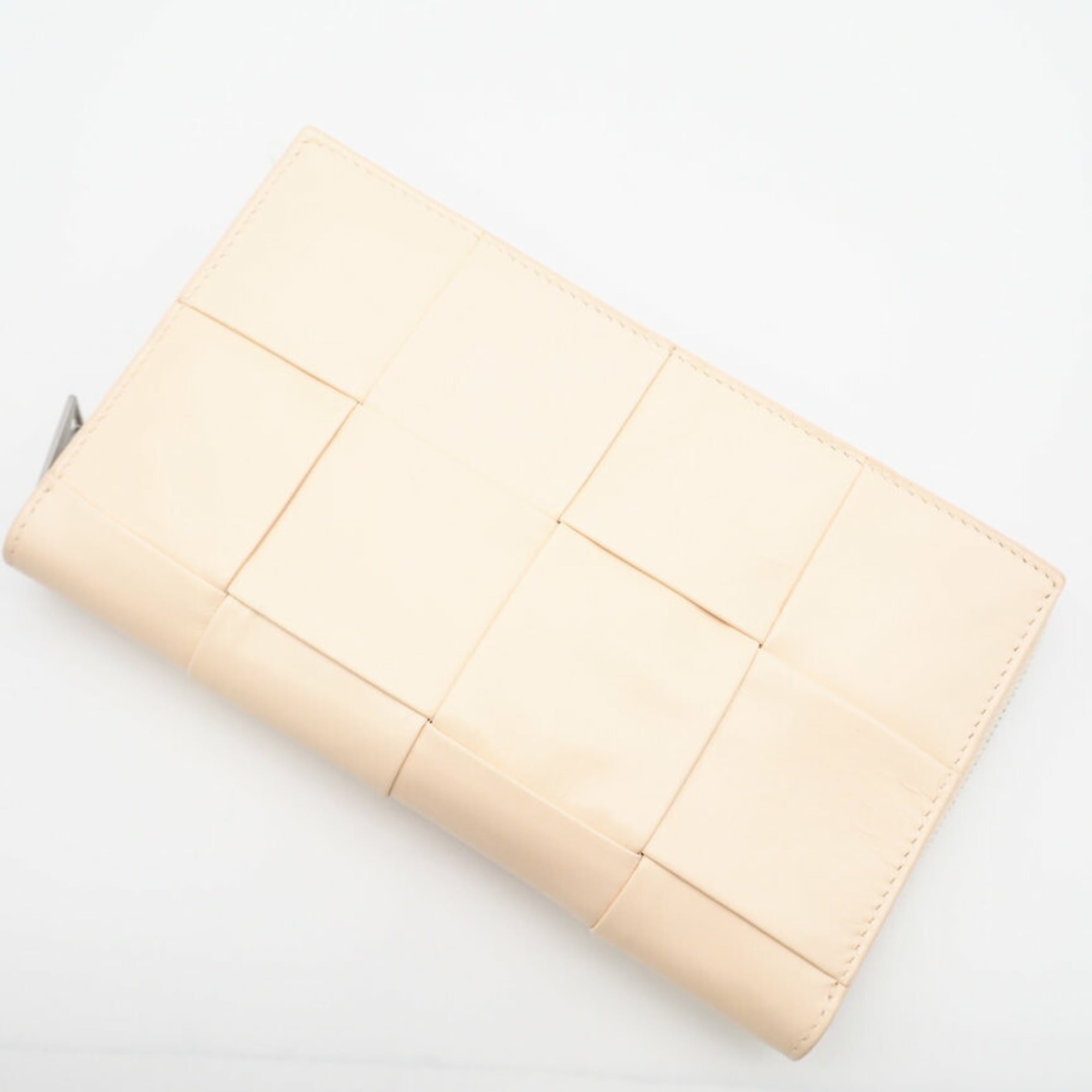 Bottega Veneta Beige Intrecciato Leather Long Wallet (Bi-Fold) (Pre-Owned)