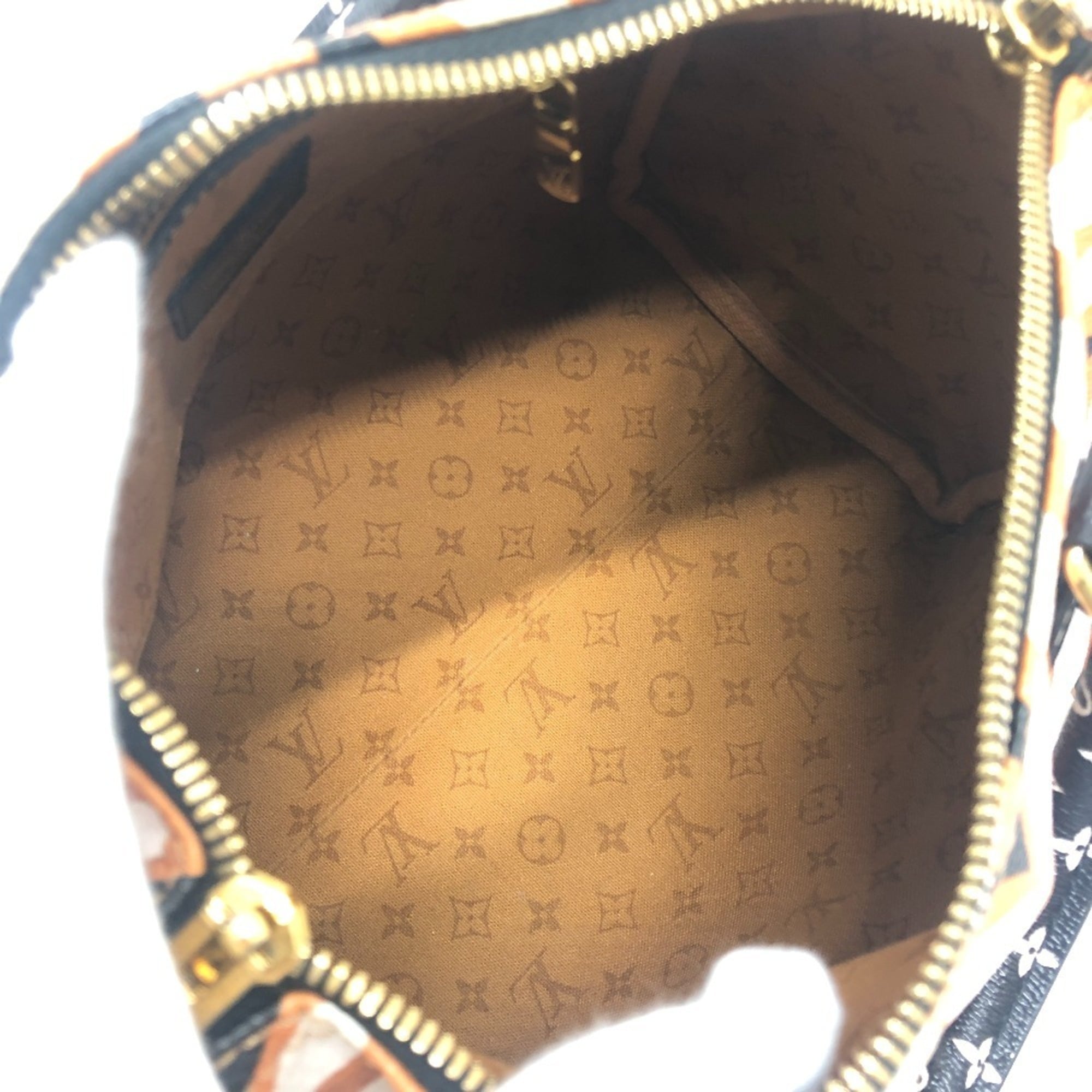 Louis Vuitton Brown White Leather Pvc Boston Bag (Pre-Owned)