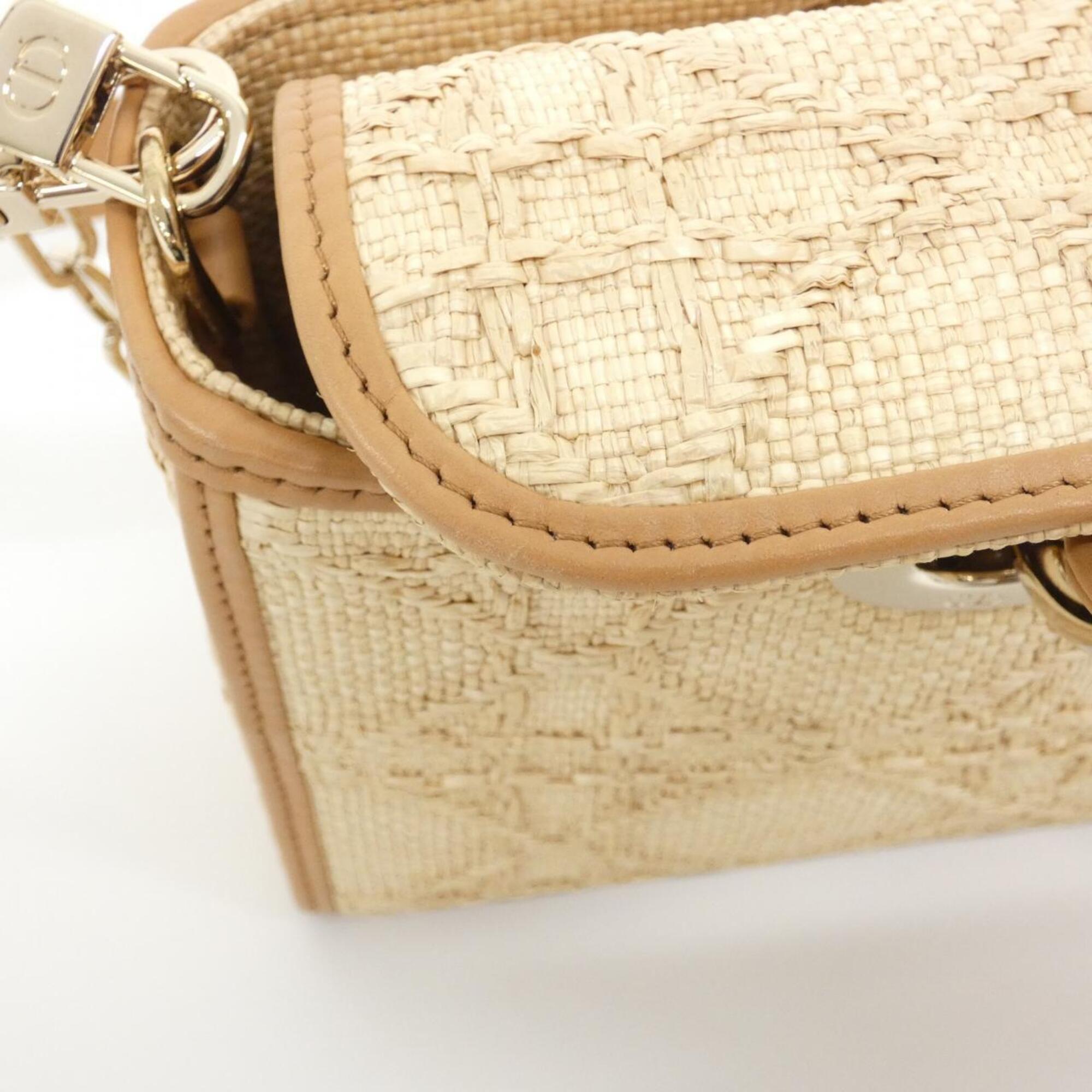 Christian Dior Beige Raffia Leather Handbag (Pre-Owned)
