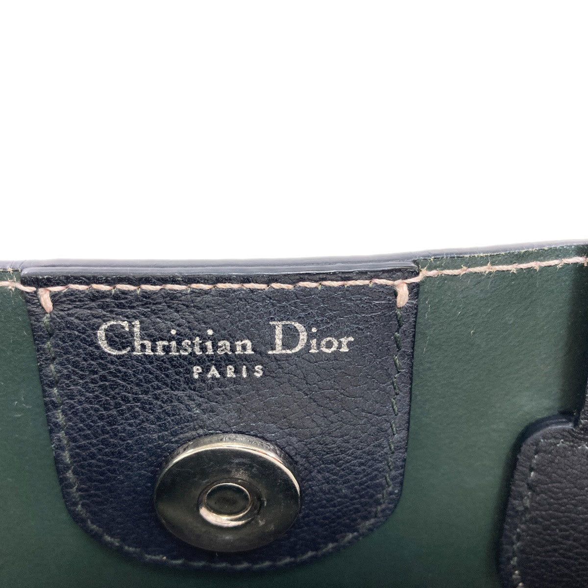 Christian Dior Black Green Pink Leather Handbag (Pre-Owned)
