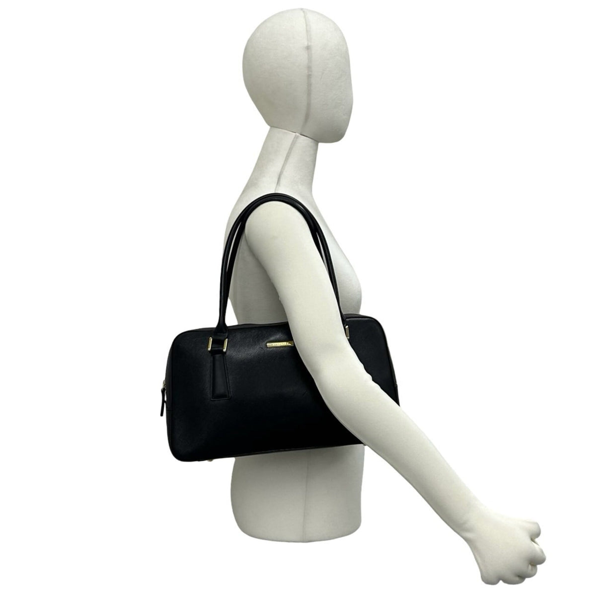 Burberry Black Leather Boston Bag Handbag Shoulder Bag (Pre-Owned)