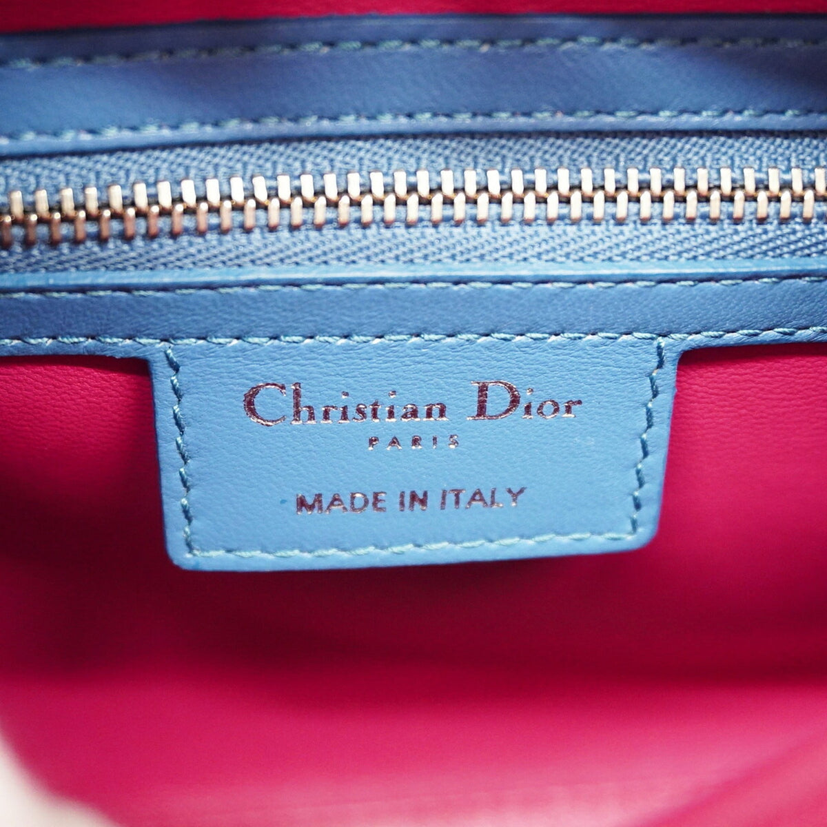 Christian Dior Beige Blue Pink Leather Handbag (Pre-Owned)