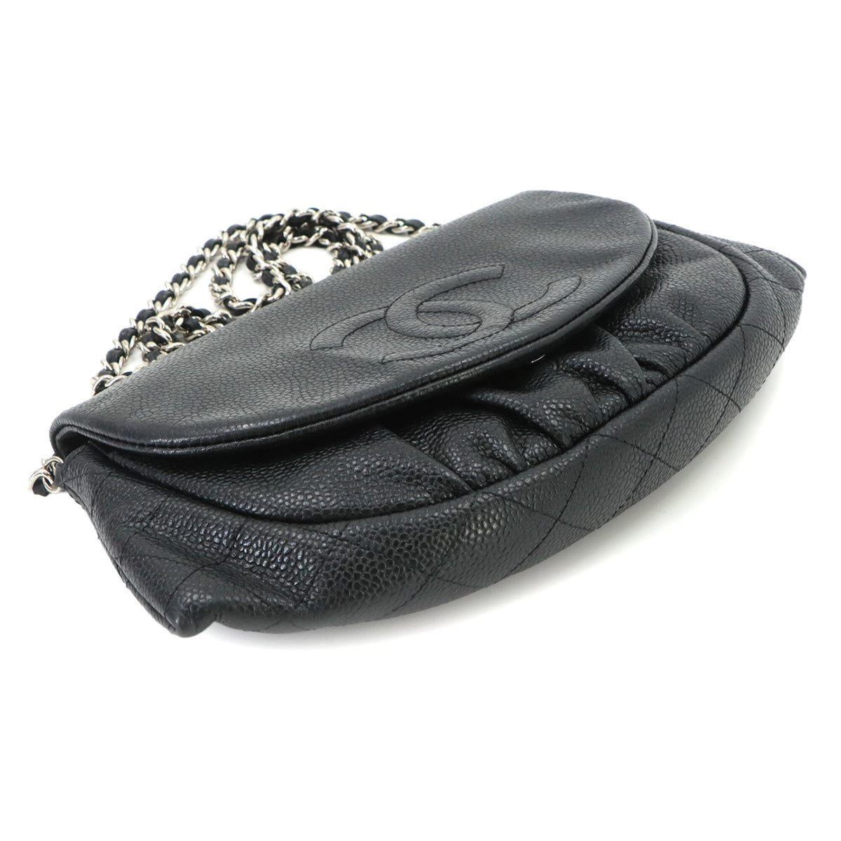 Chanel Black Grained Calfskin Chain/Shoulder Wallet (Pre-Owned)