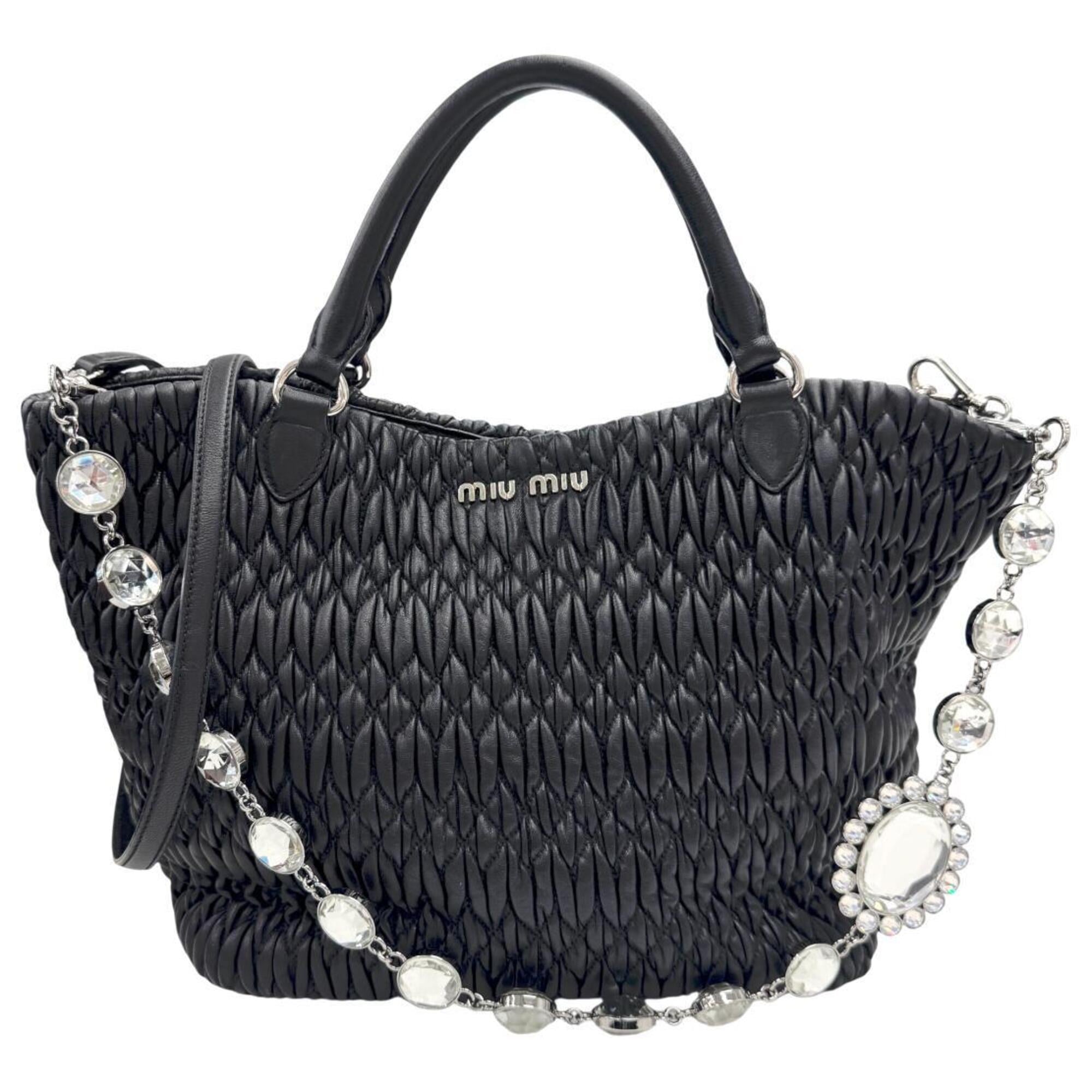 Miu Miu Black Leather Handbag Shoulder Bag (Pre-Owned)