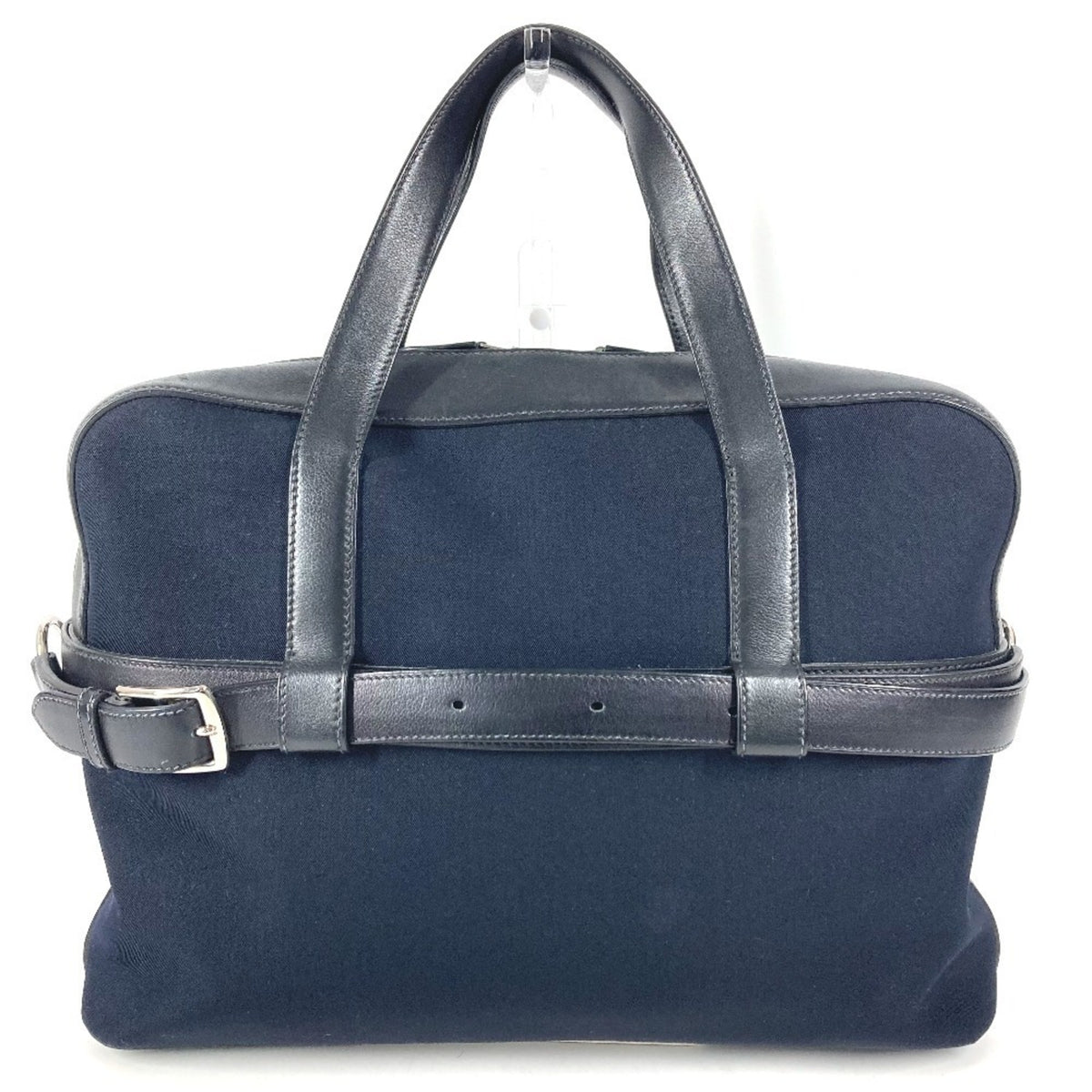 Hermes Black Canvas Leather Briefcase Handbag Tote Bag (Pre-Owned)