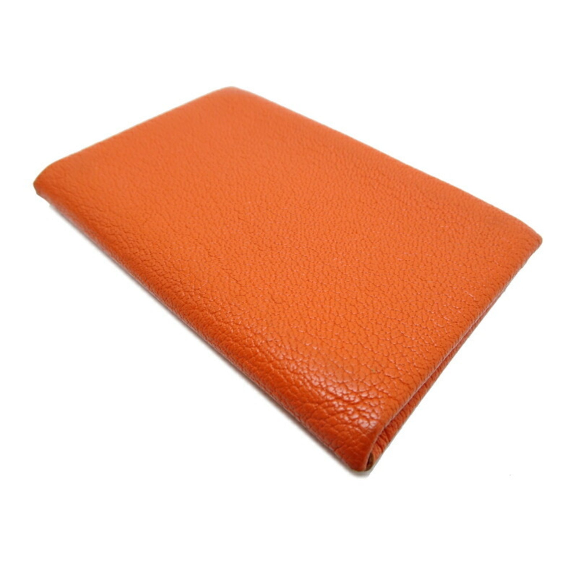 Hermes Orange Chevre Leather Coin Purse/Coin Case (Pre-Owned)