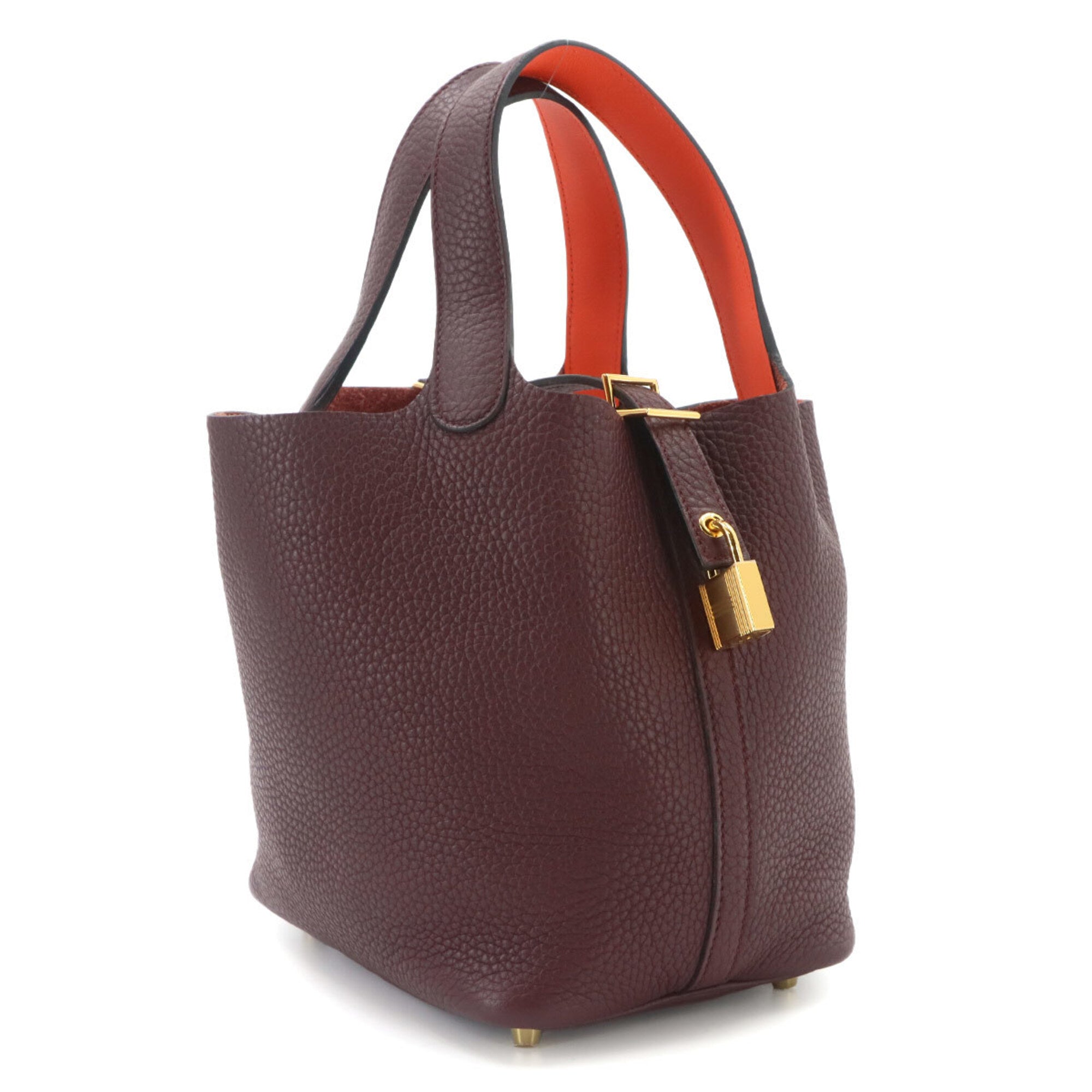 Hermes Orange Poppy Purple Taurillon Clemence Leather Swift Leather Handbag (Pre-Owned)