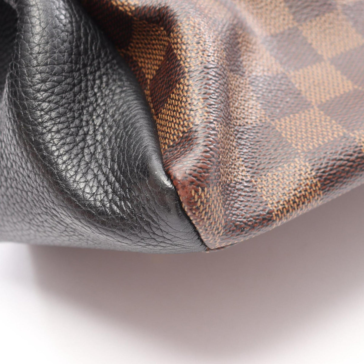 Louis Vuitton Black Brown Coated Canvas Leather Handbag (Pre-Owned)