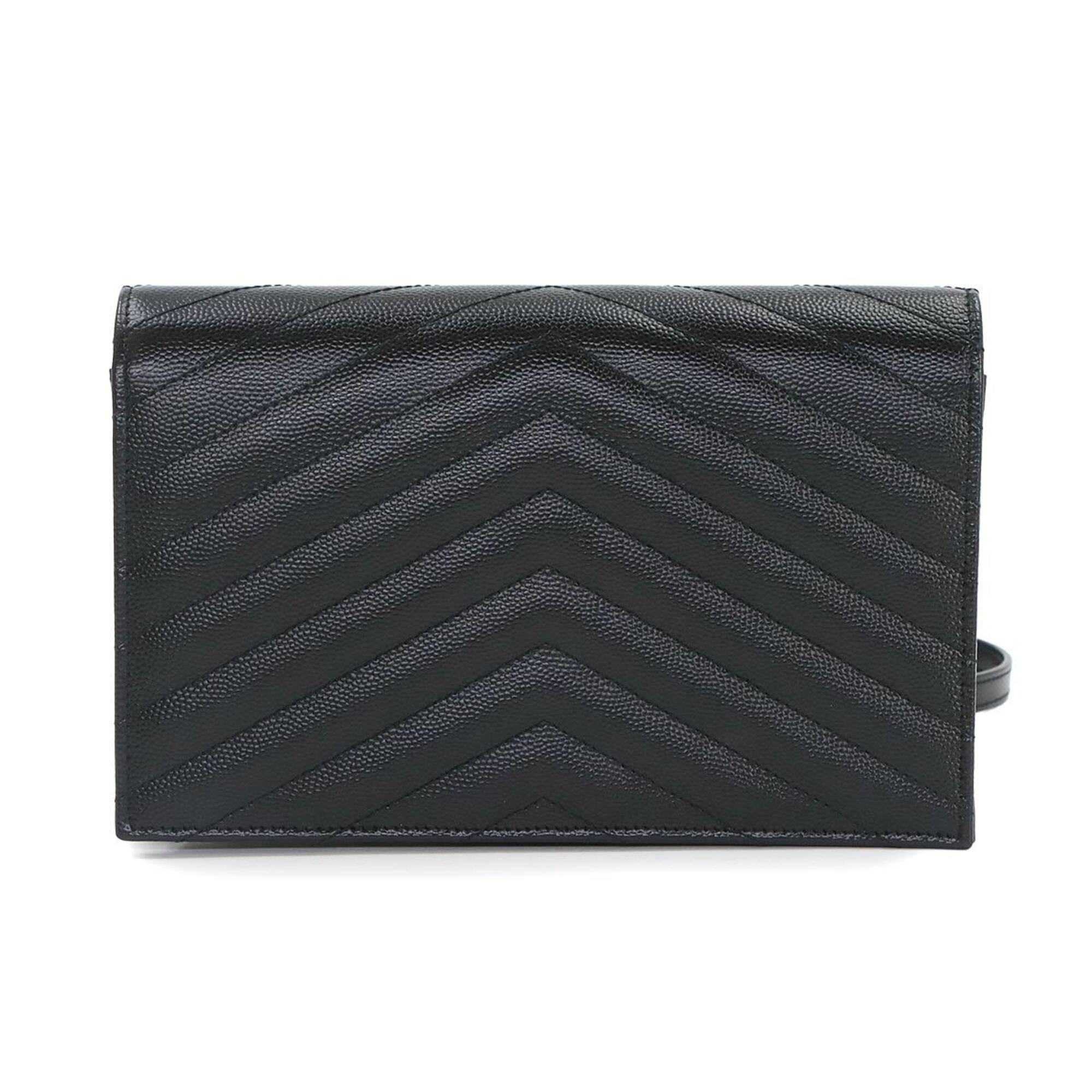 Saint Laurent Black Leather Chain/Shoulder Wallet (Pre-Owned)