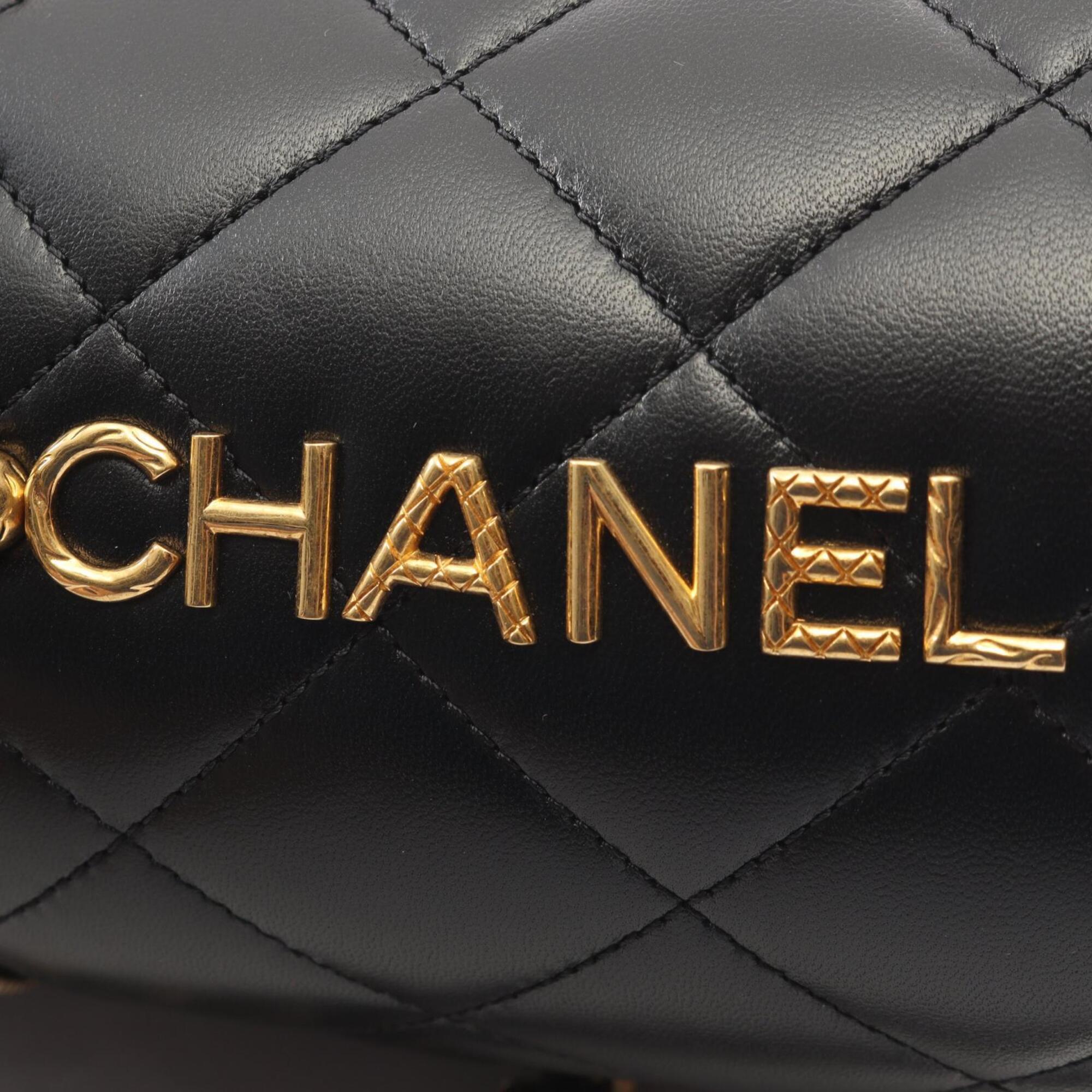 Chanel Black Leather Handbag Shoulder Bag (Pre-Owned)