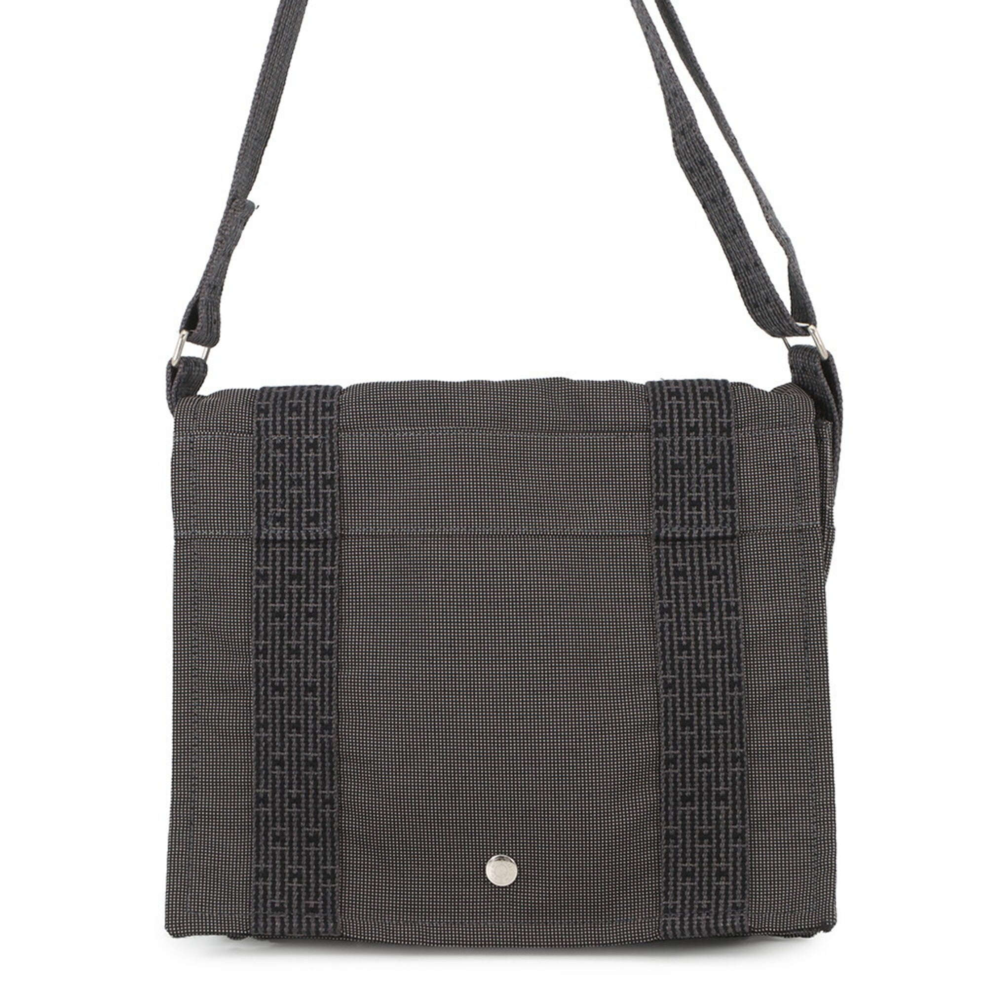 Hermes Her Line Gray Canvas Handbag Shoulder Bag (Pre-Owned)