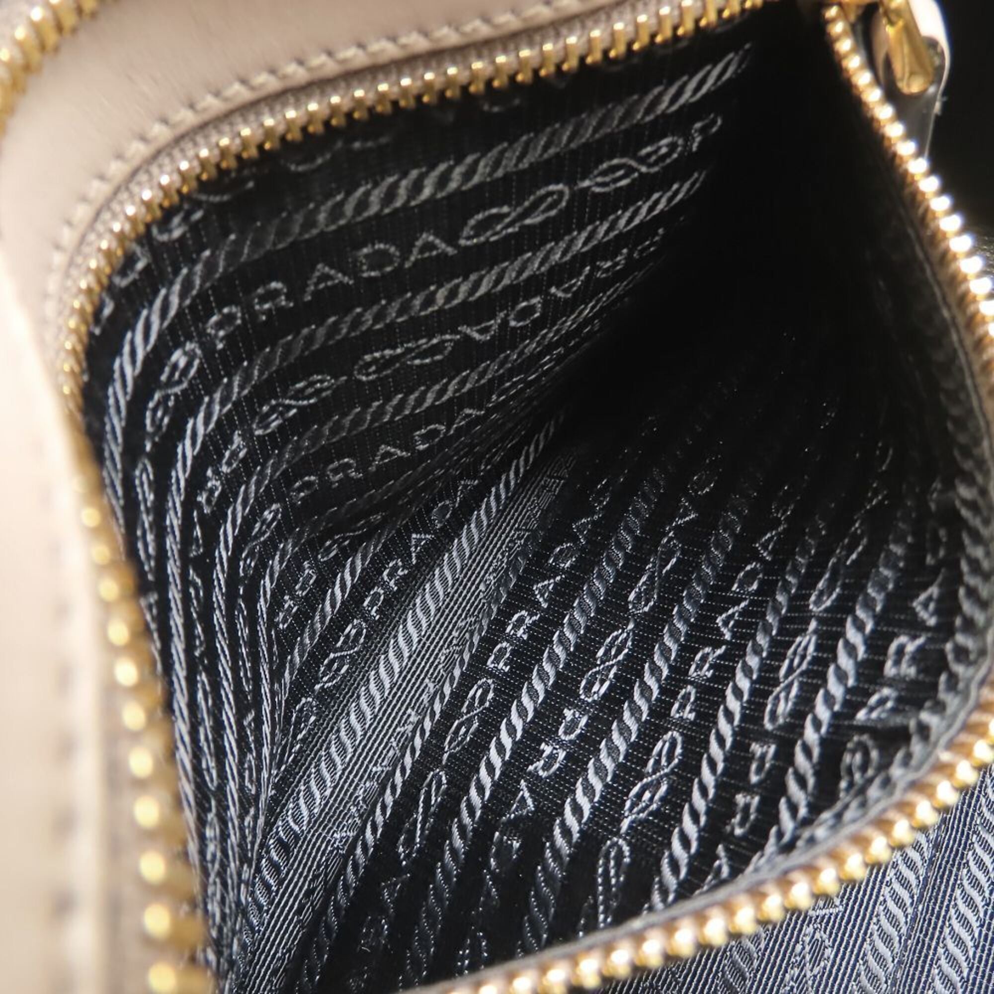 Prada Grayish Saffiano Triangle Leather Shoulder Bag (Pre-Owned)